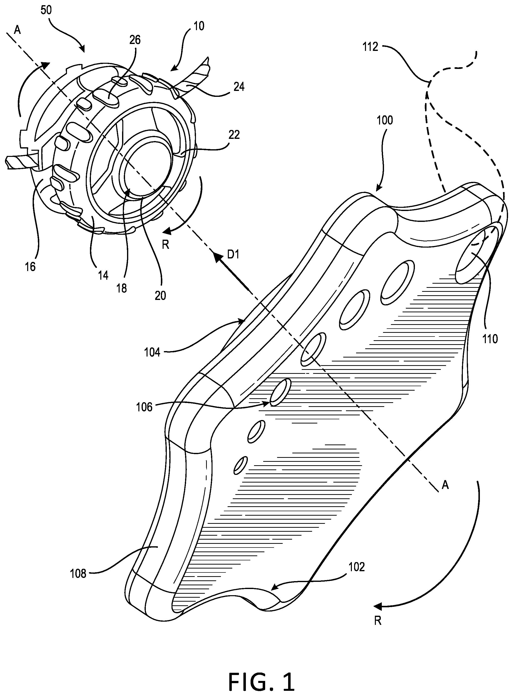 Patent US12097605 Figure 1 – Adapter for a rotary device
