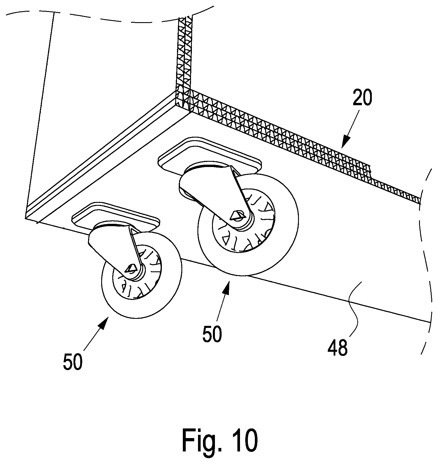 Patent US12097606 Figure 4 – Bicycle transport container as well as rolling element for a bicycle transport container