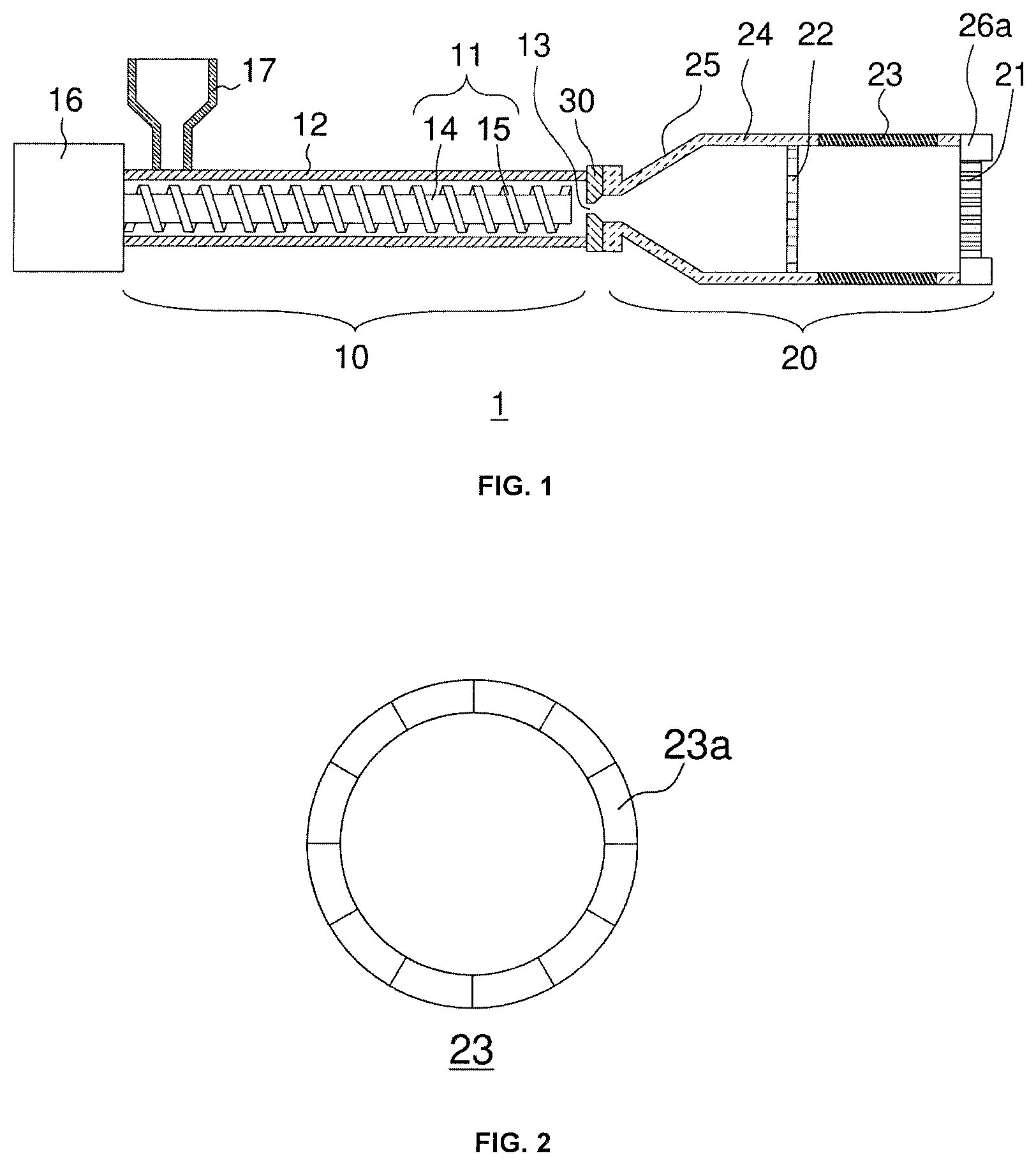 Patent US12097638 Figure 1 – Extrusion molding machine and method for producing molded body