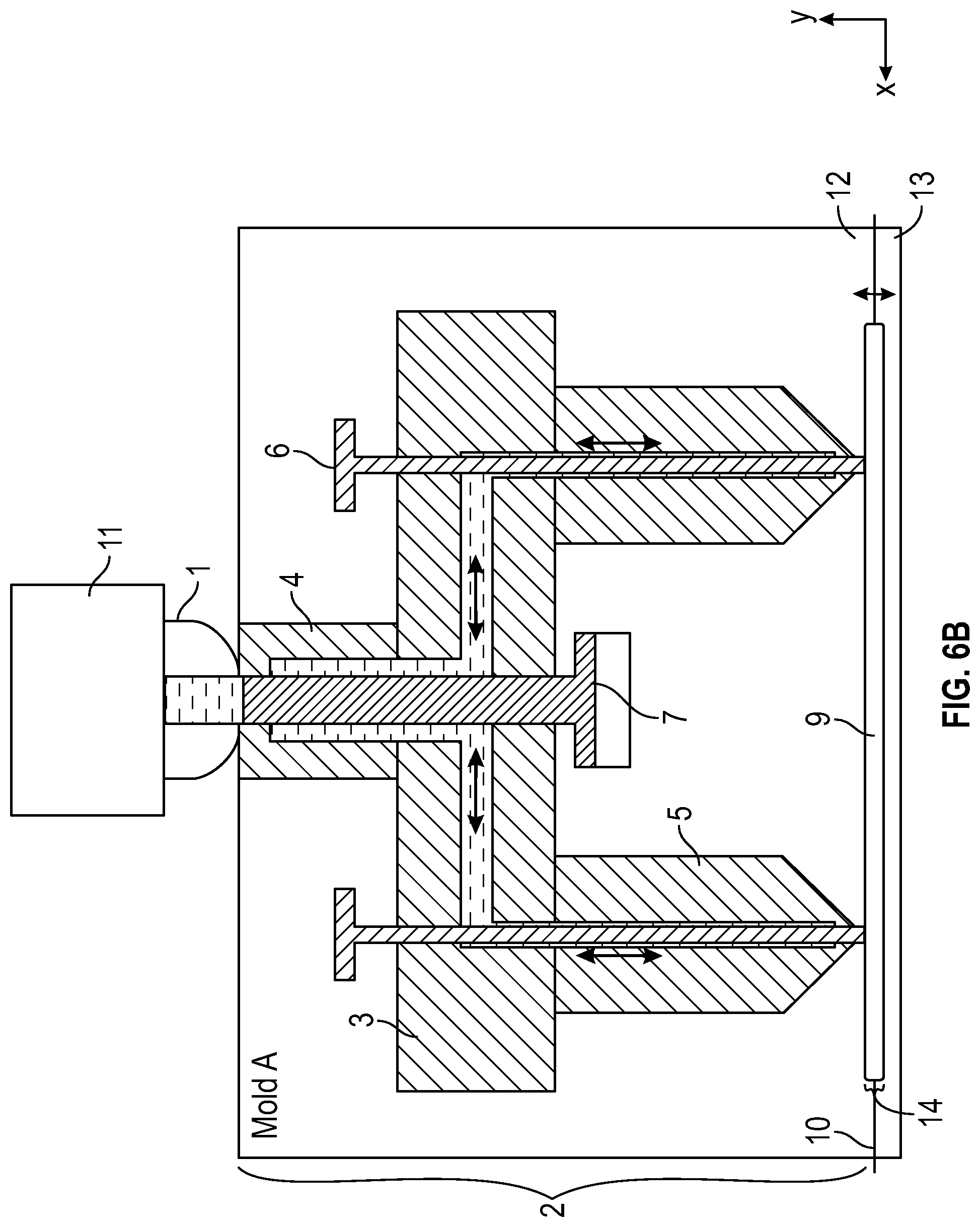 Patent US12097650 Figure 12 – Multi-mold systems using a runner