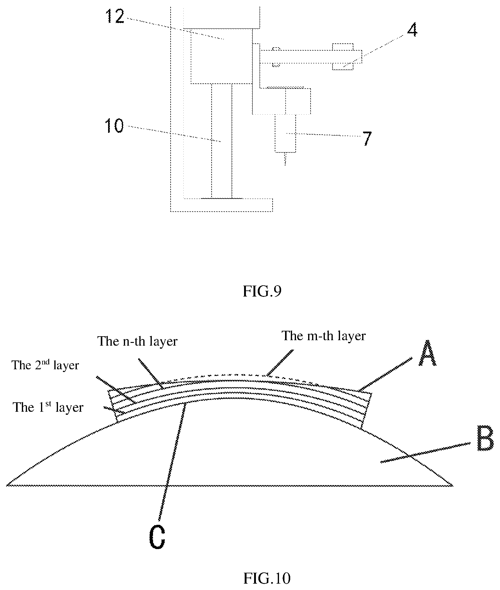 Patent US12097656 Figure 5 – 3D printing method for complex curved hollow structure, and printer