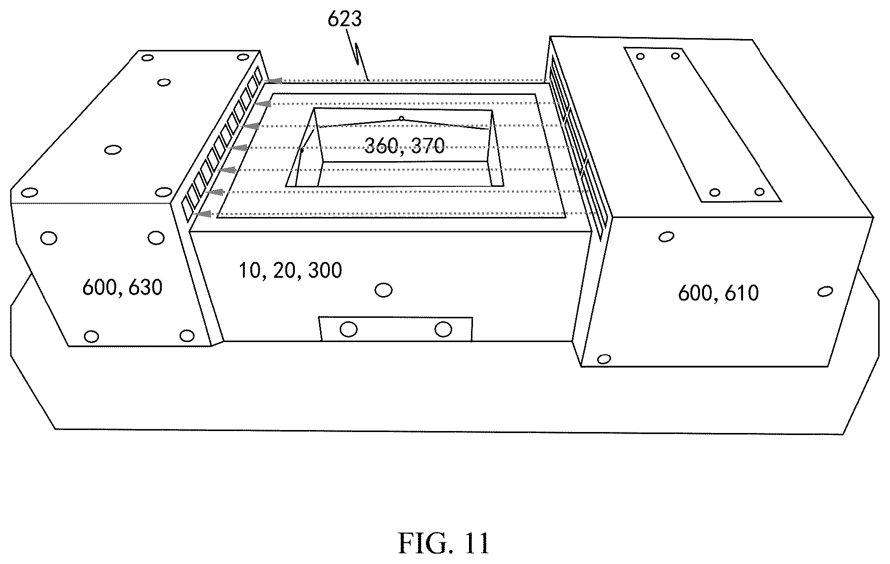 Patent US12097659 Figure 11 – Exchangeable additive manufacturing machine system with air curtain isolation mechanism