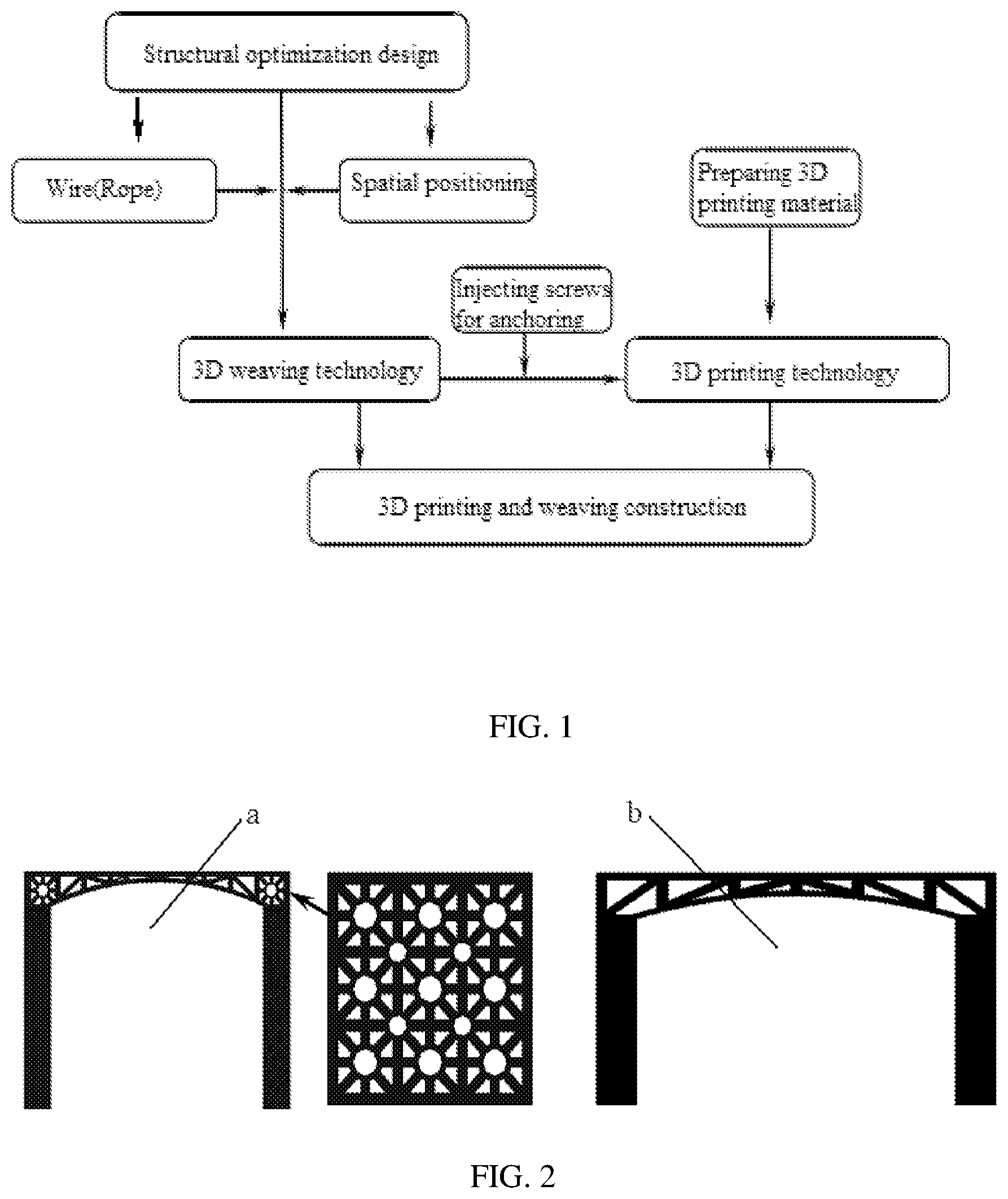 Patent US12097661 — Construction method of 3D printing and weaving integrated building — Figure 1