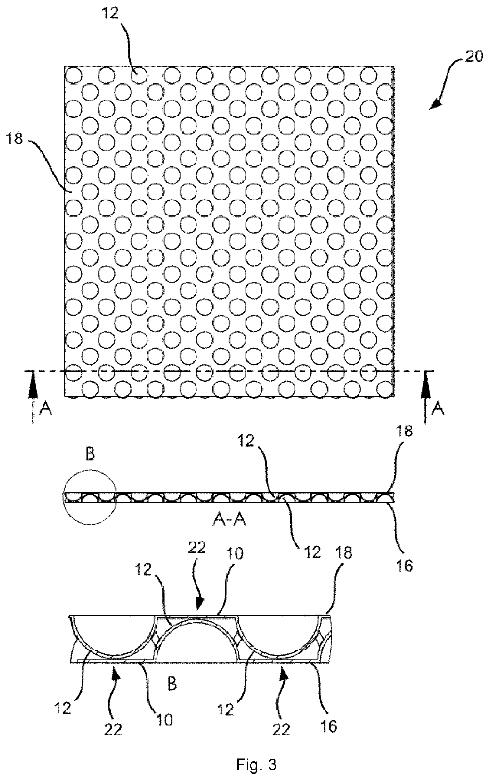 Patent US12097676 Figure 3 – Core element for sandwich elements, use of such a core element, and method for producing such a core element