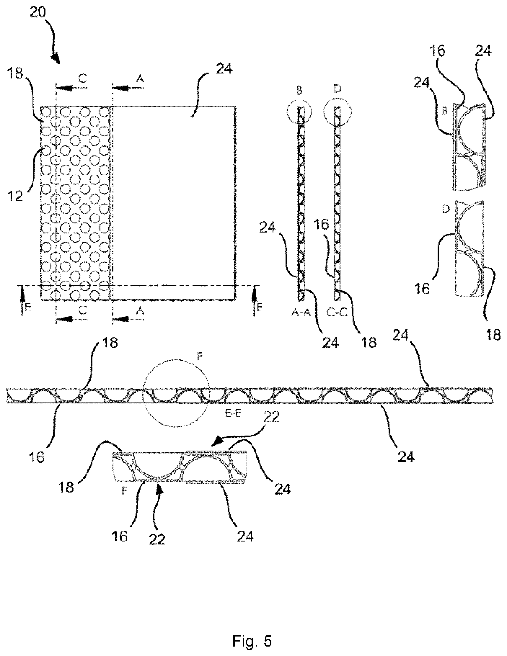 Patent US12097676 Figure 5 – Core element for sandwich elements, use of such a core element, and method for producing such a core element