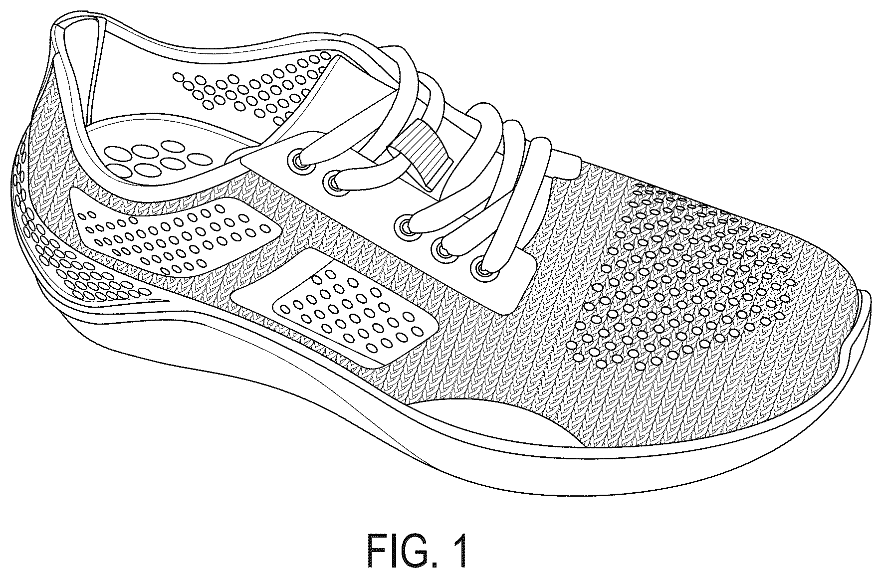Patent US12097677 Figure 1 – Molded footwear upper with knit texture