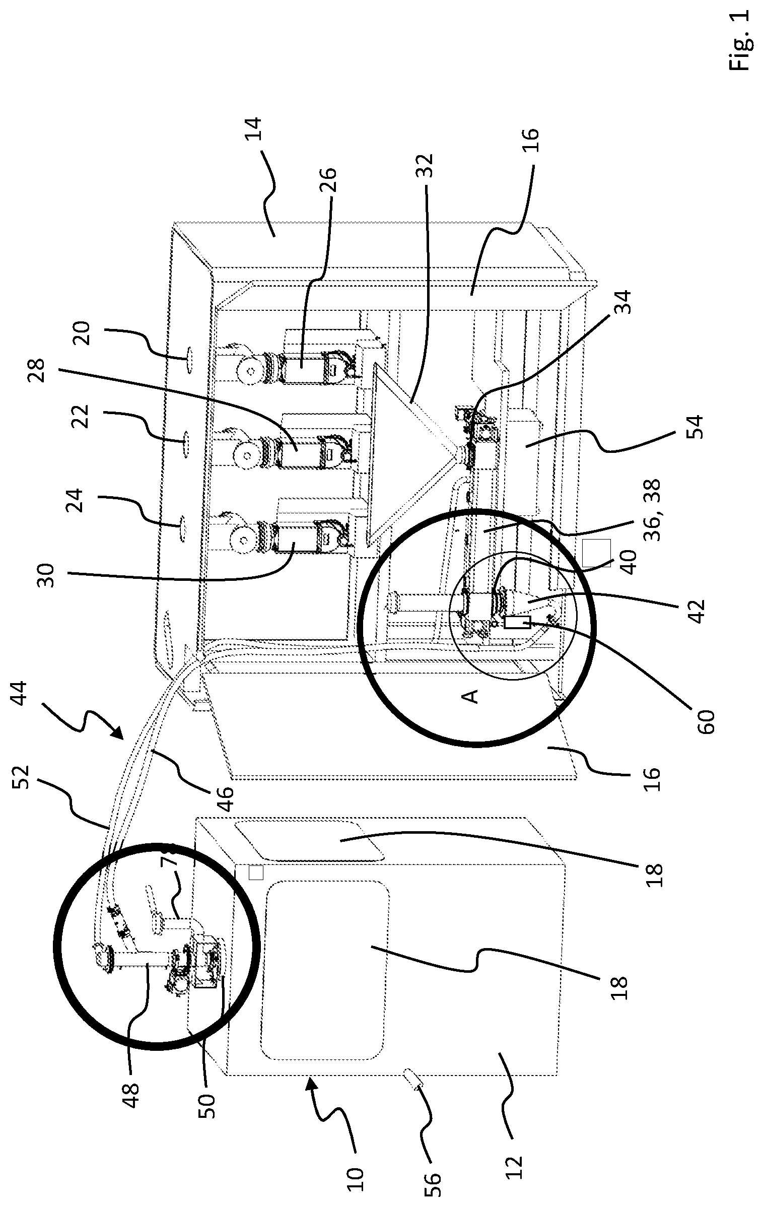 Patent US12097678 Figure 1 – System for continuously processing pulverulent products