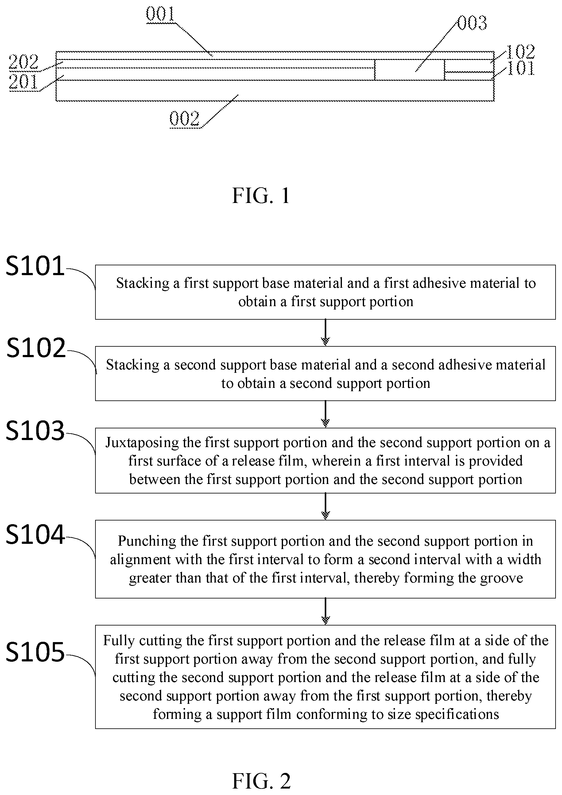 Patent US12097682 Figure 1 – Support film and forming method thereof, display panel and manufacturing method thereof