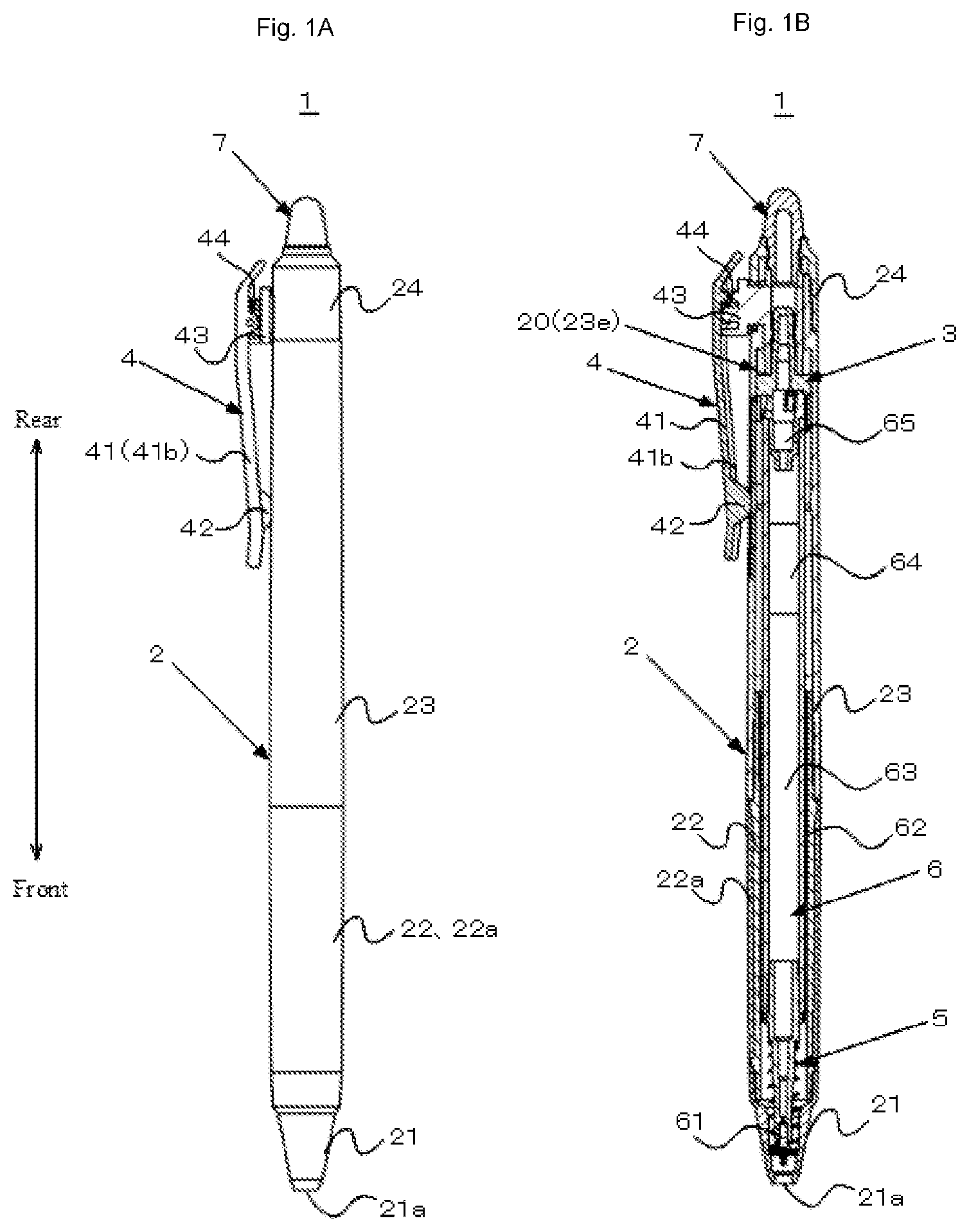 Patent US12097723 Figure 1 – Retractable writing implement