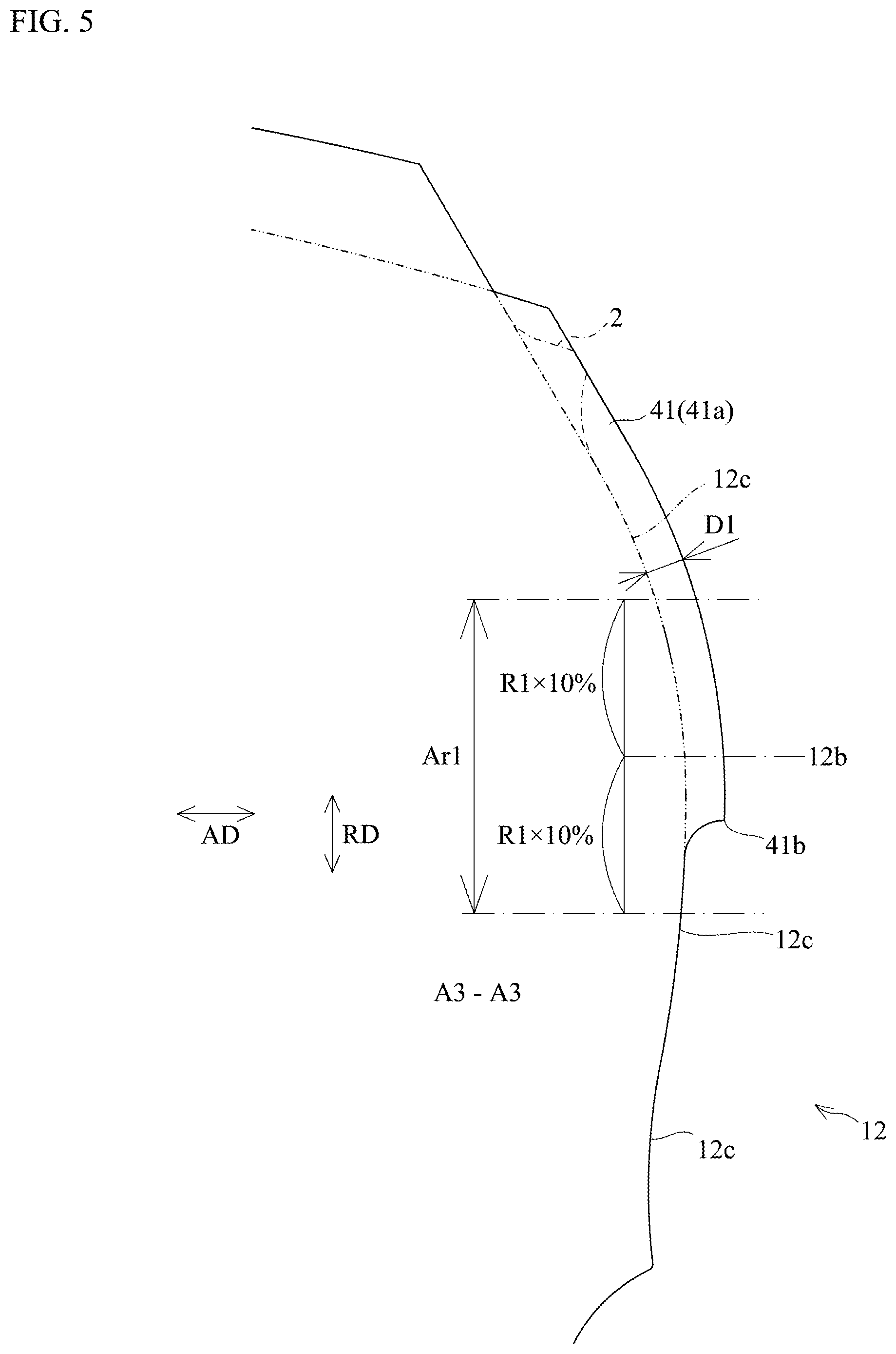 Patent US12097727 Figure 5 – Pneumatic tire