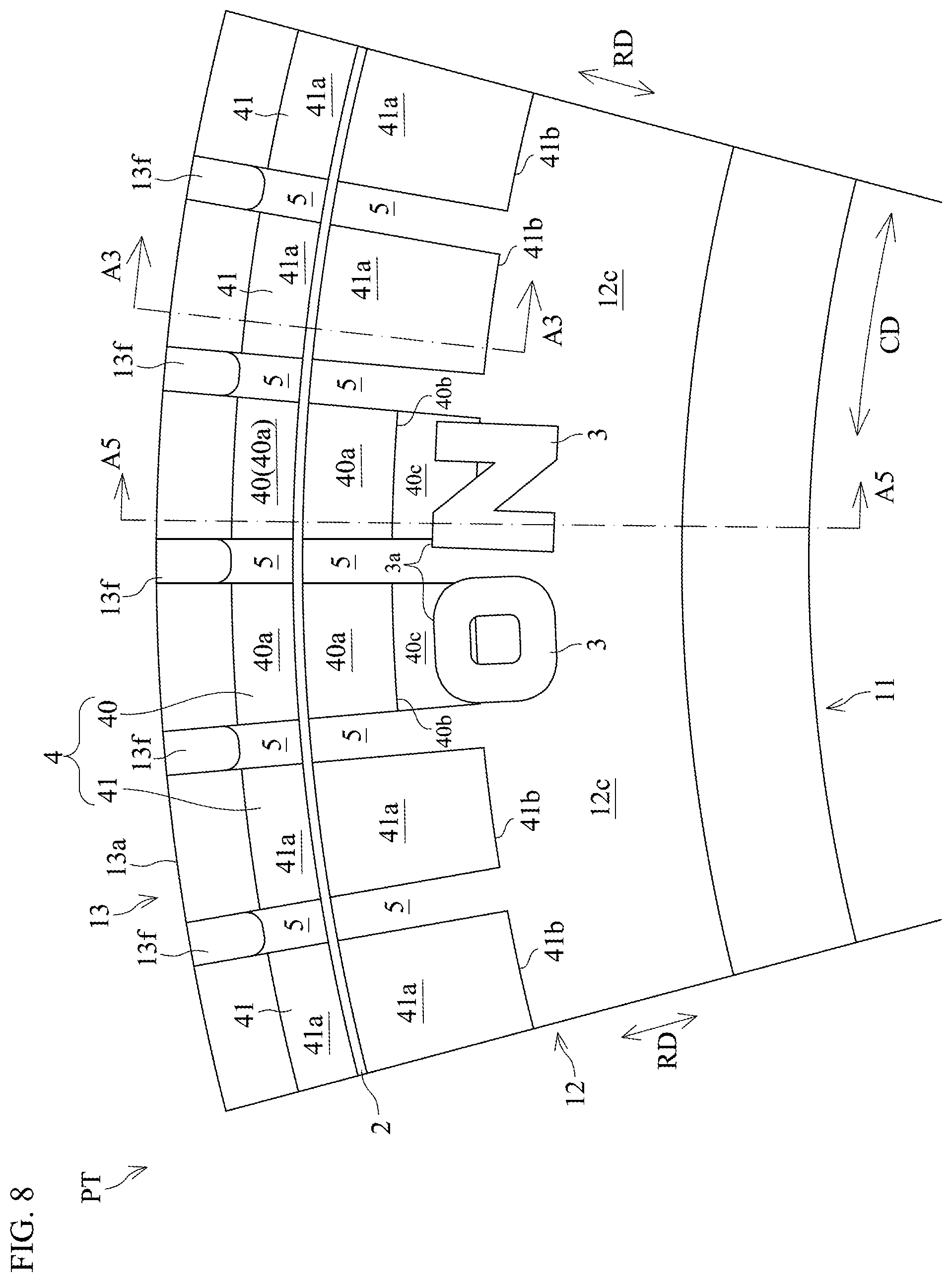 Patent US12097727 Figure 8 – Pneumatic tire