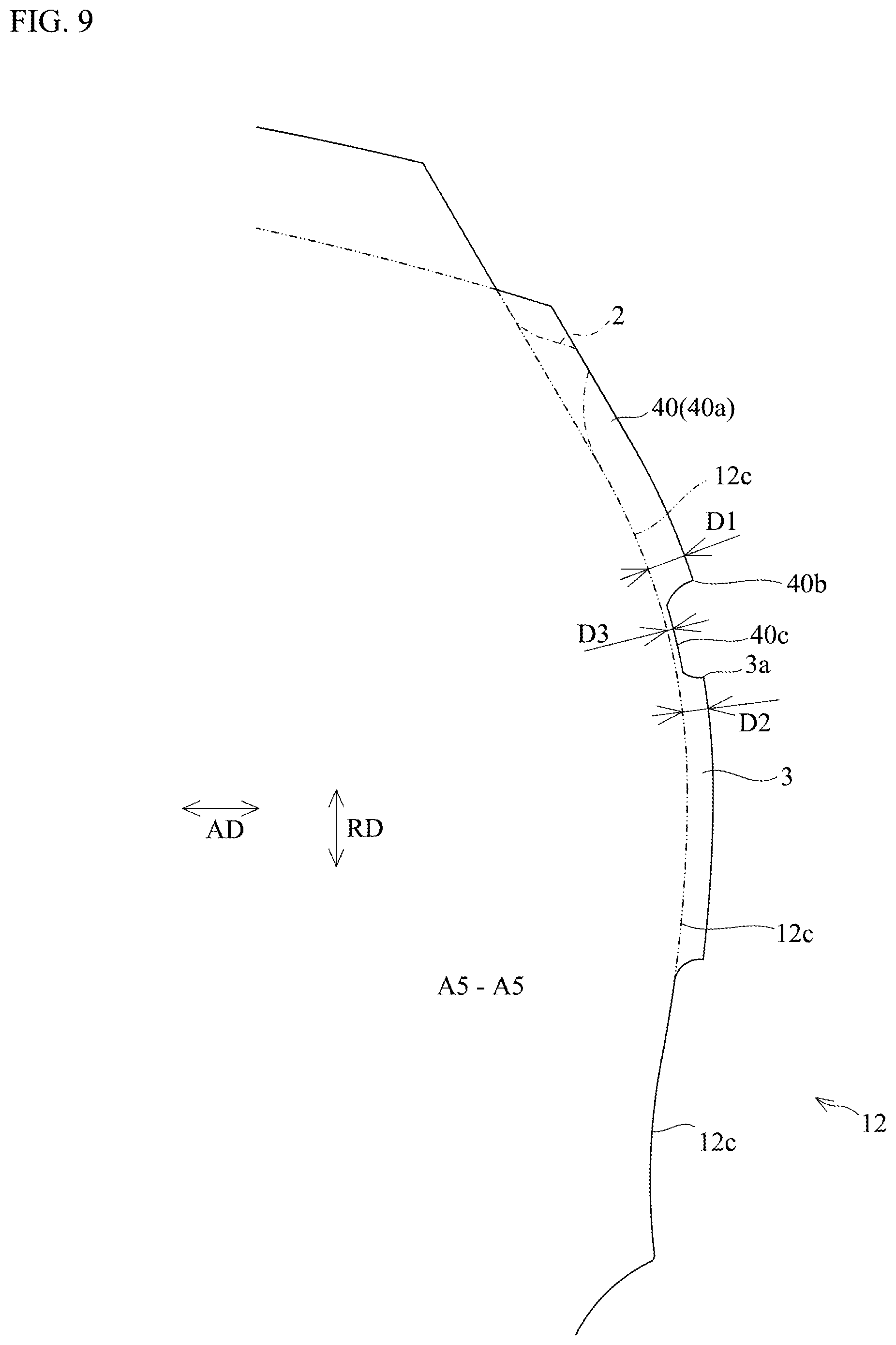 Patent US12097727 Figure 9 – Pneumatic tire
