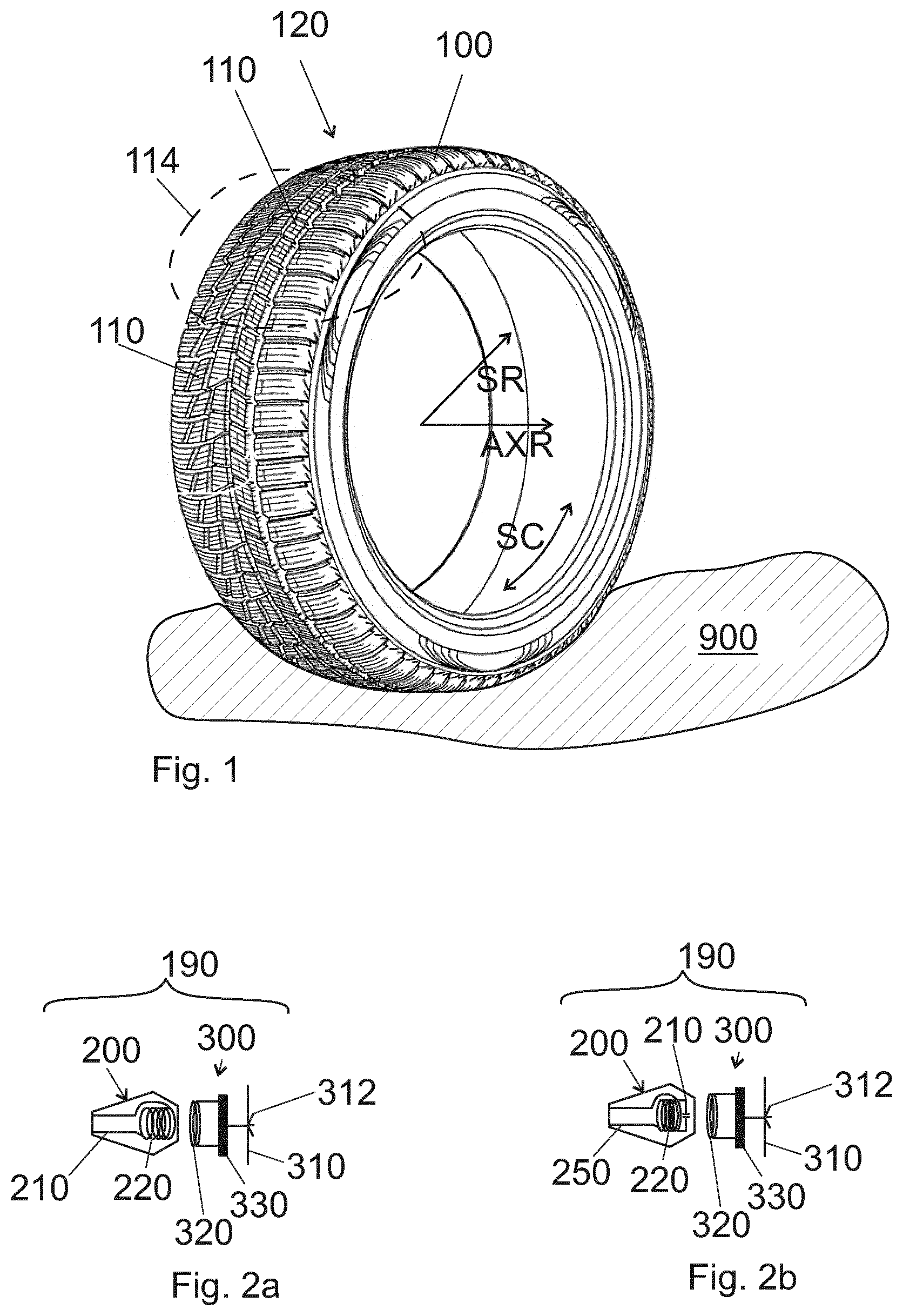 Patent US12097728 Figure 1 – Tire with a module