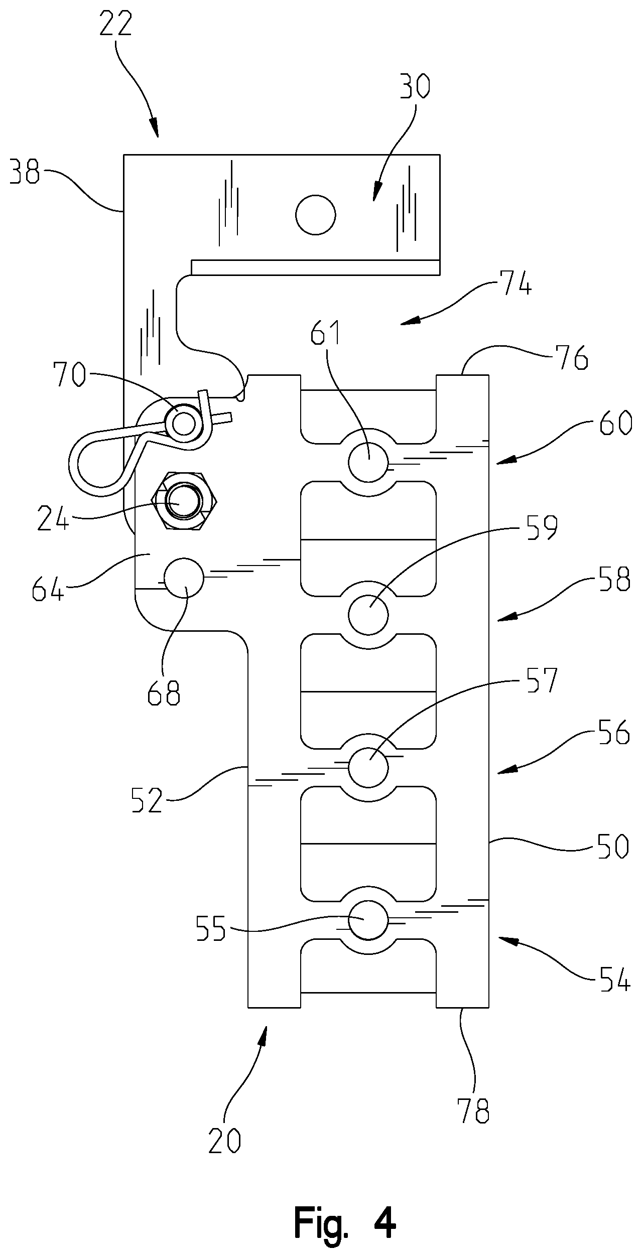 Patent US12097732 Figure 4 – Stowable stacked hitch receiver