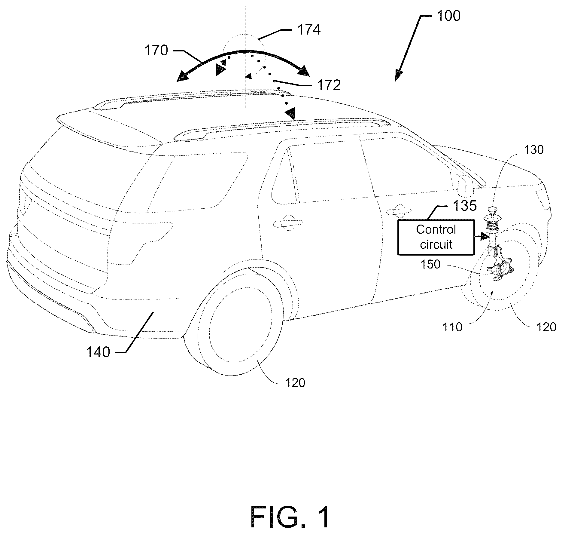 Patent US12097735 Figure 1 – Suspension system with dynamic weight balancing control