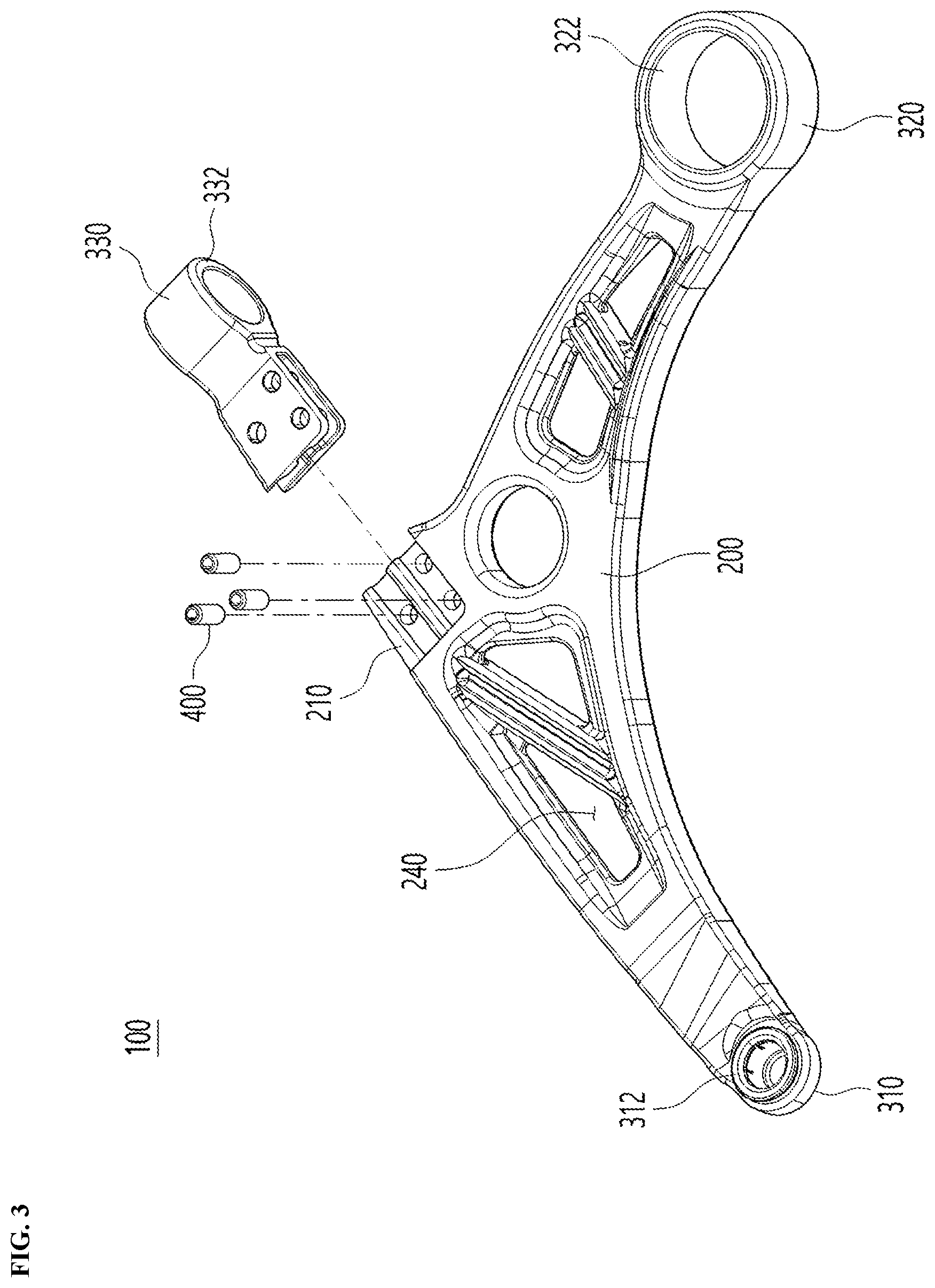 Patent US12097742 Figure 2 – Vehicle suspension arm