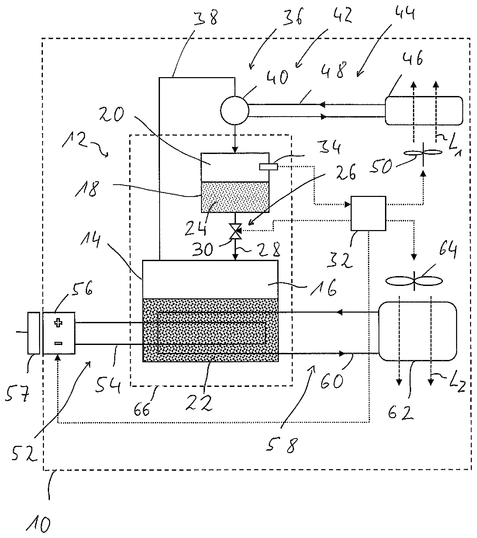 Patent US12097752 Figure 1 – Heating system for a vehicle and process for heating a vehicle