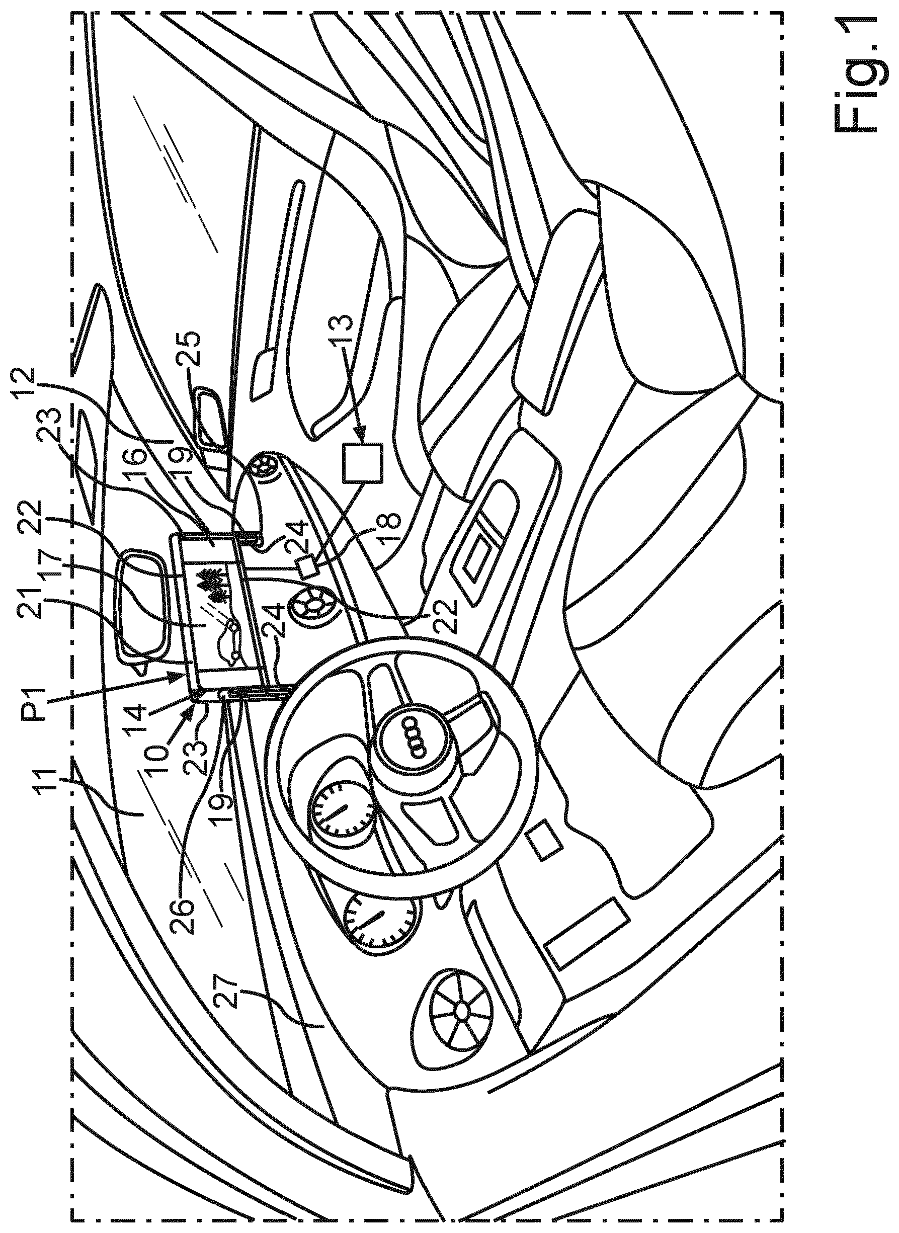 Patent US12097761 — Display device for a vehicle and a method for operating the display device — Figure 1