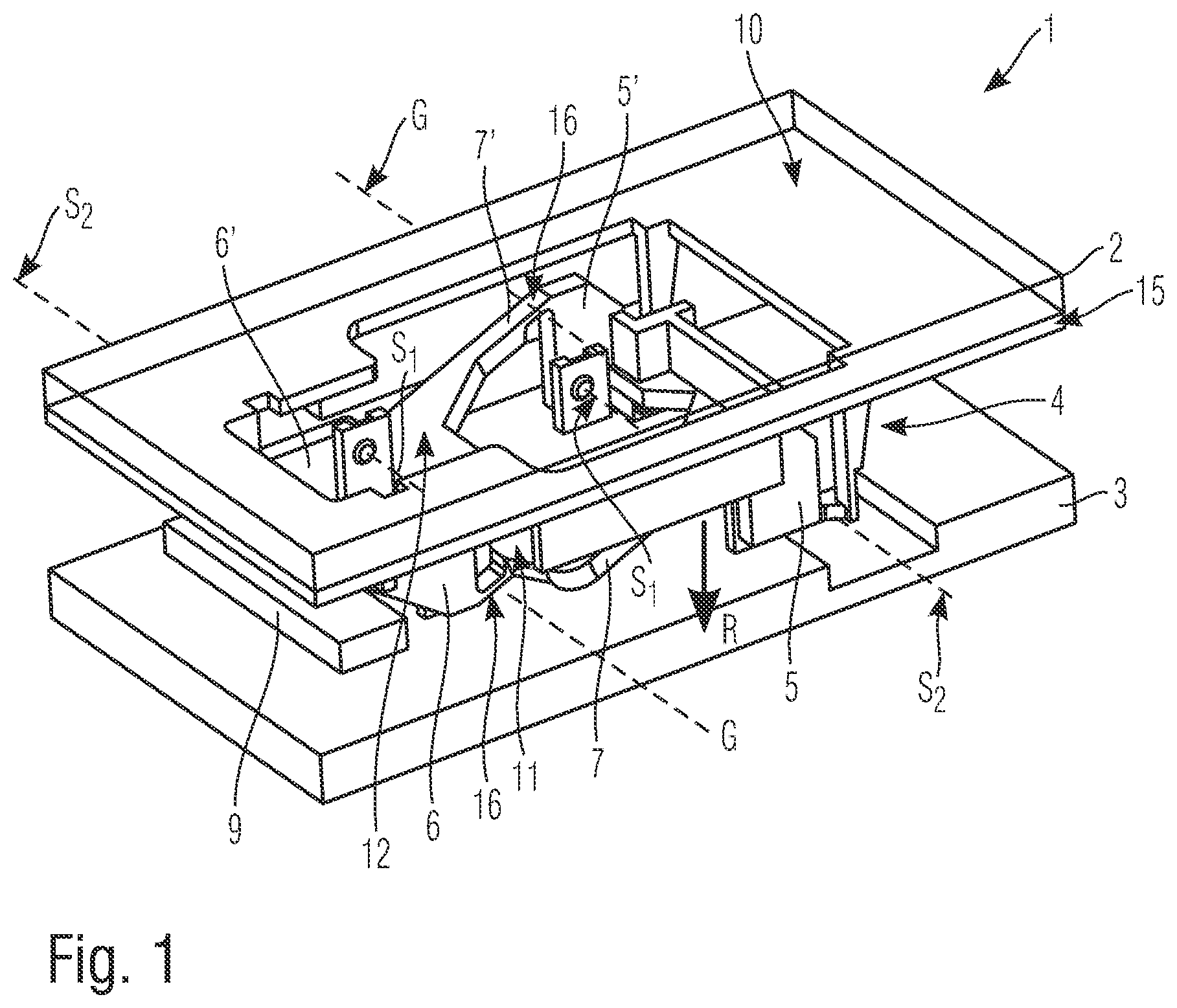 Patent US12097764 Figure 1 – Operating member with movably mounted actuating part and improved guidance mechanism for the parallel guidance of the actuating part
