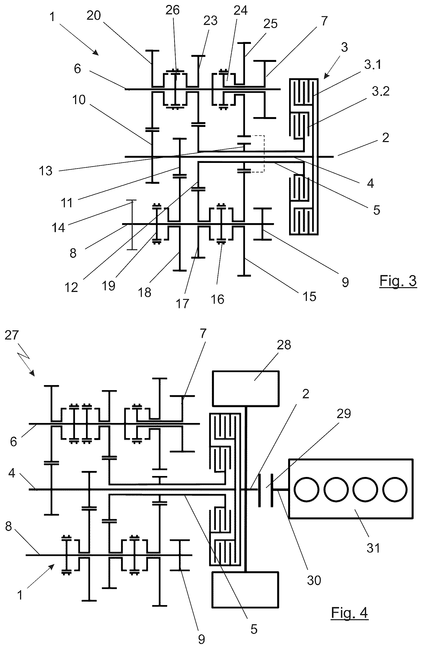Patent US12097766 Figure 2 – Dual-clutch transmission