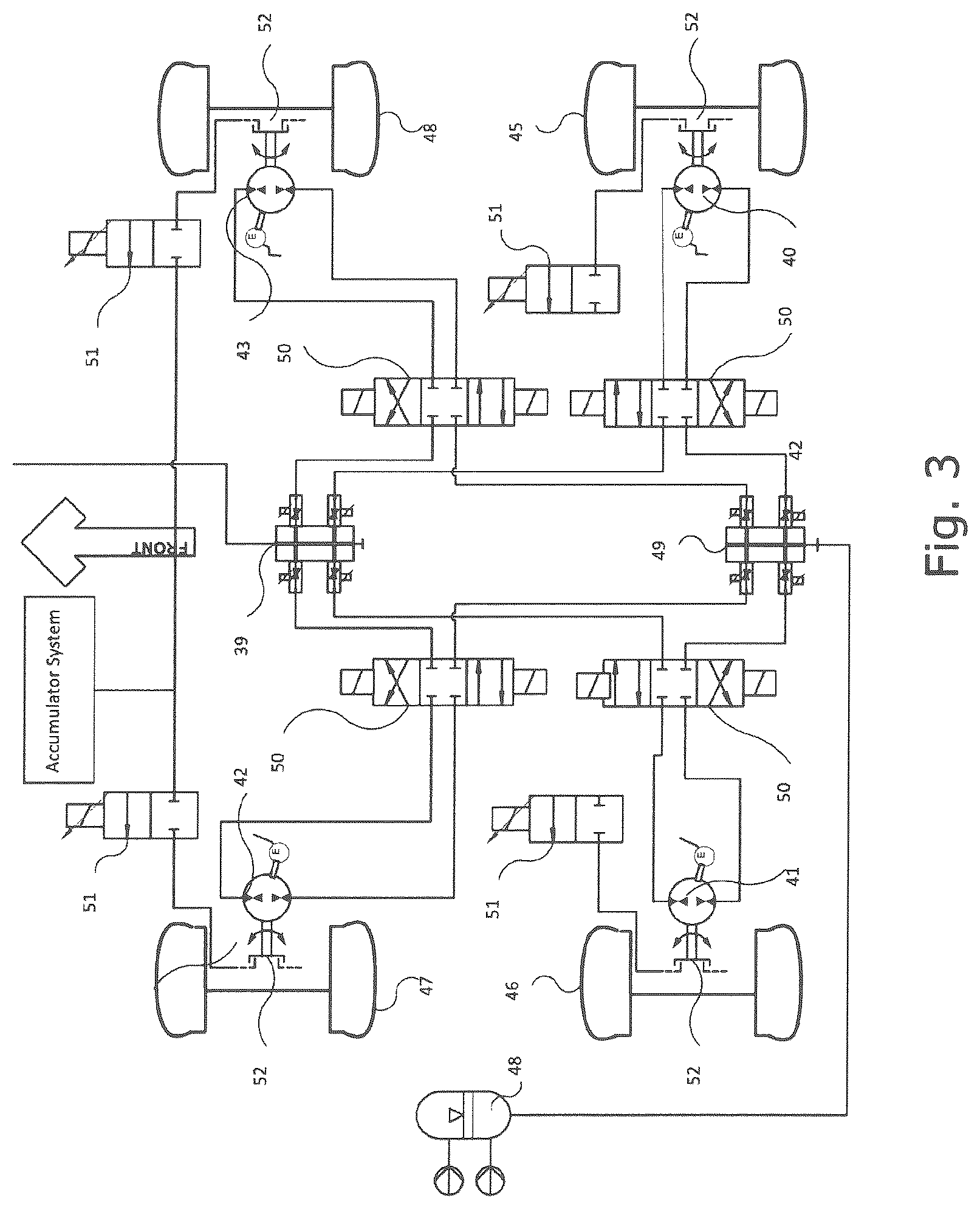 Patent US12097767 Figure 3 – Electric vehicle system comprising a hydraulic system