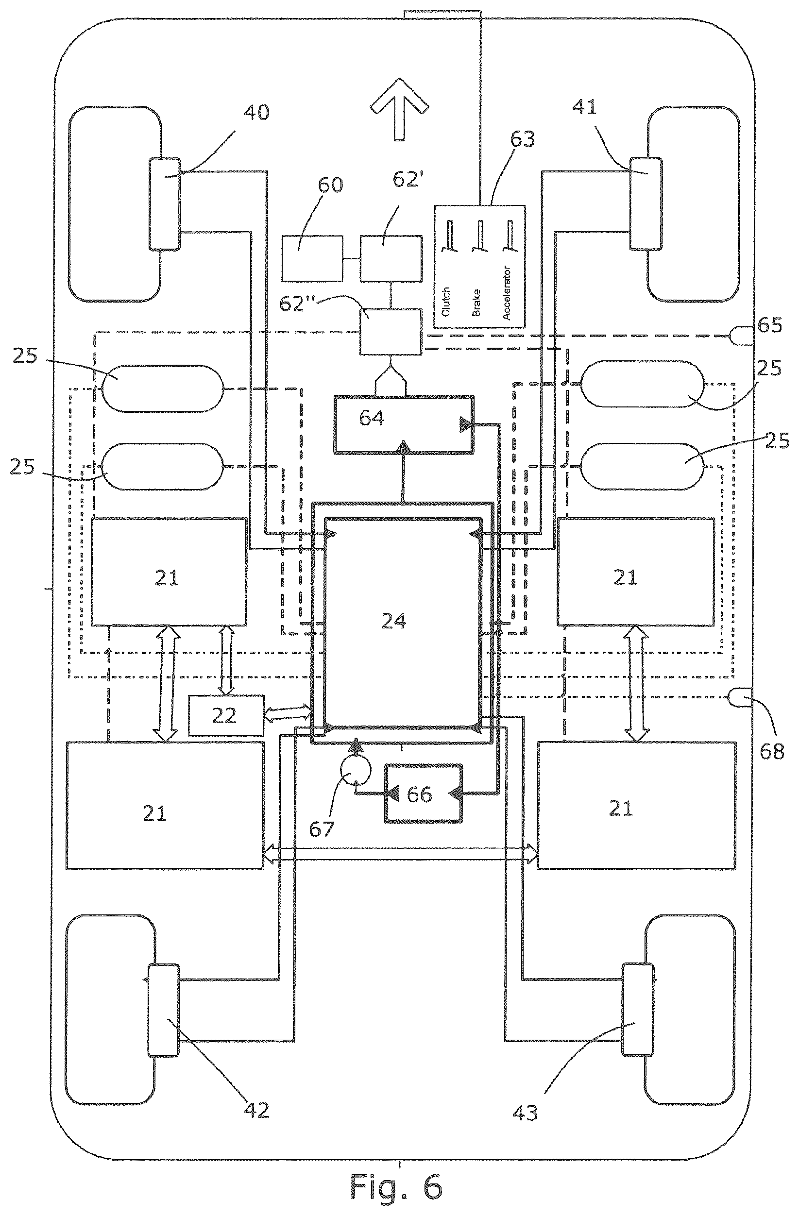 Patent US12097767 Figure 6 – Electric vehicle system comprising a hydraulic system