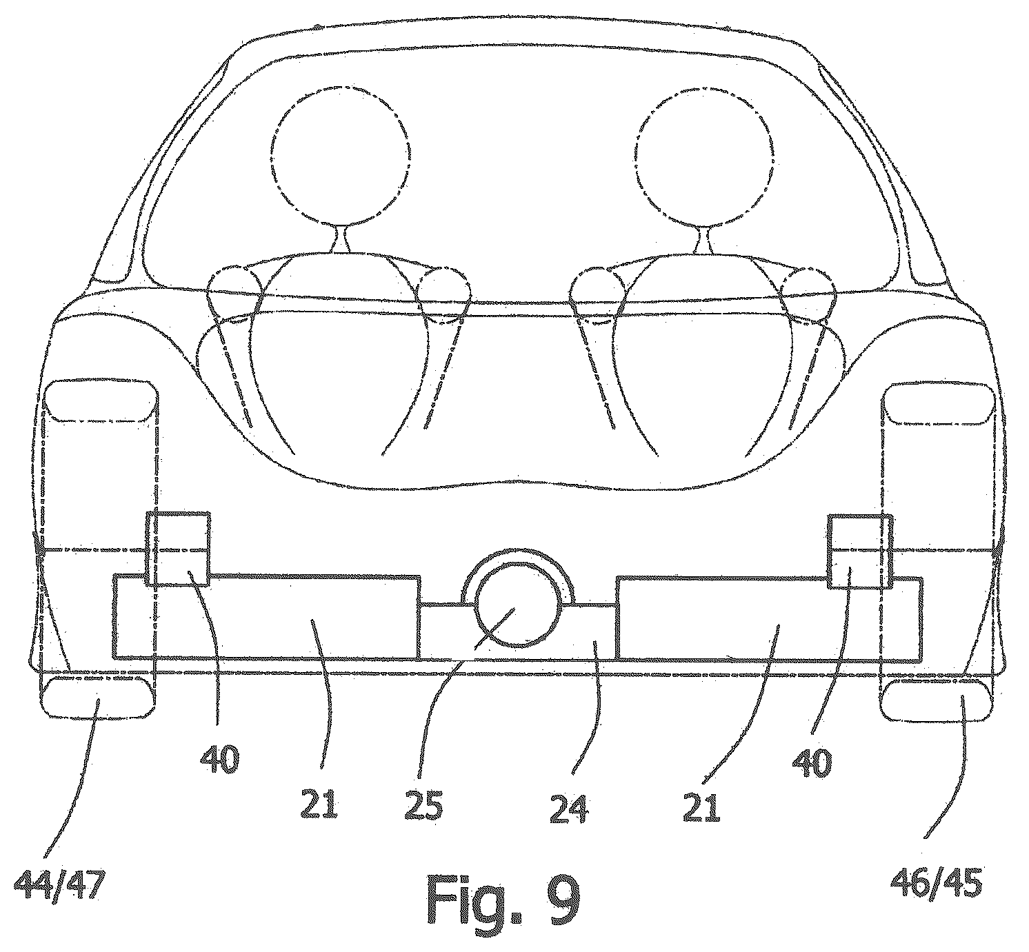 Patent US12097767 Figure 9 – Electric vehicle system comprising a hydraulic system