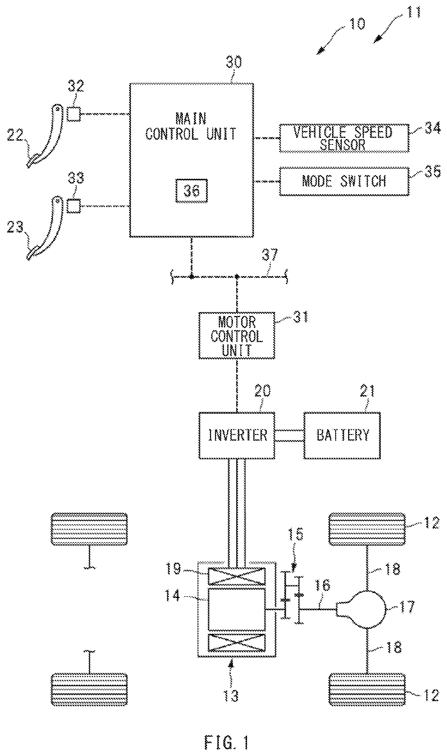 Patent US12097770 Figure 1 – Vehicle control apparatus