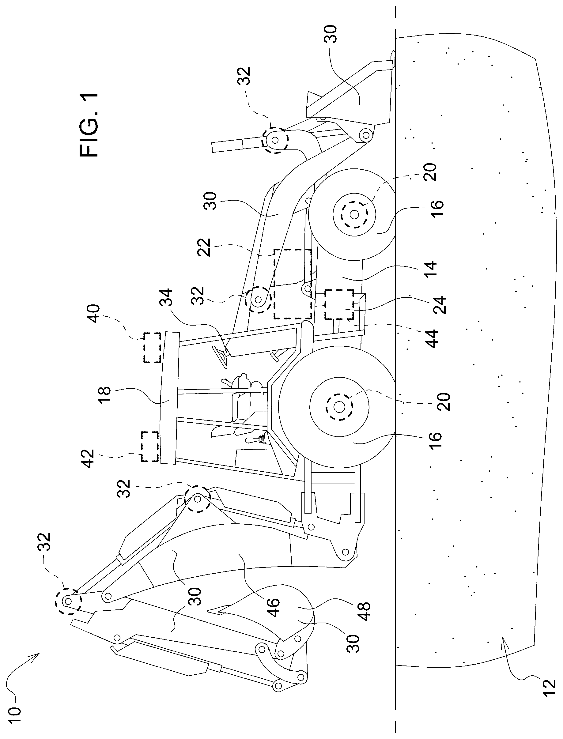Patent US12097771 Figure 1 – Vehicle energy control system and method of controlling energy for a vehicle having a work member