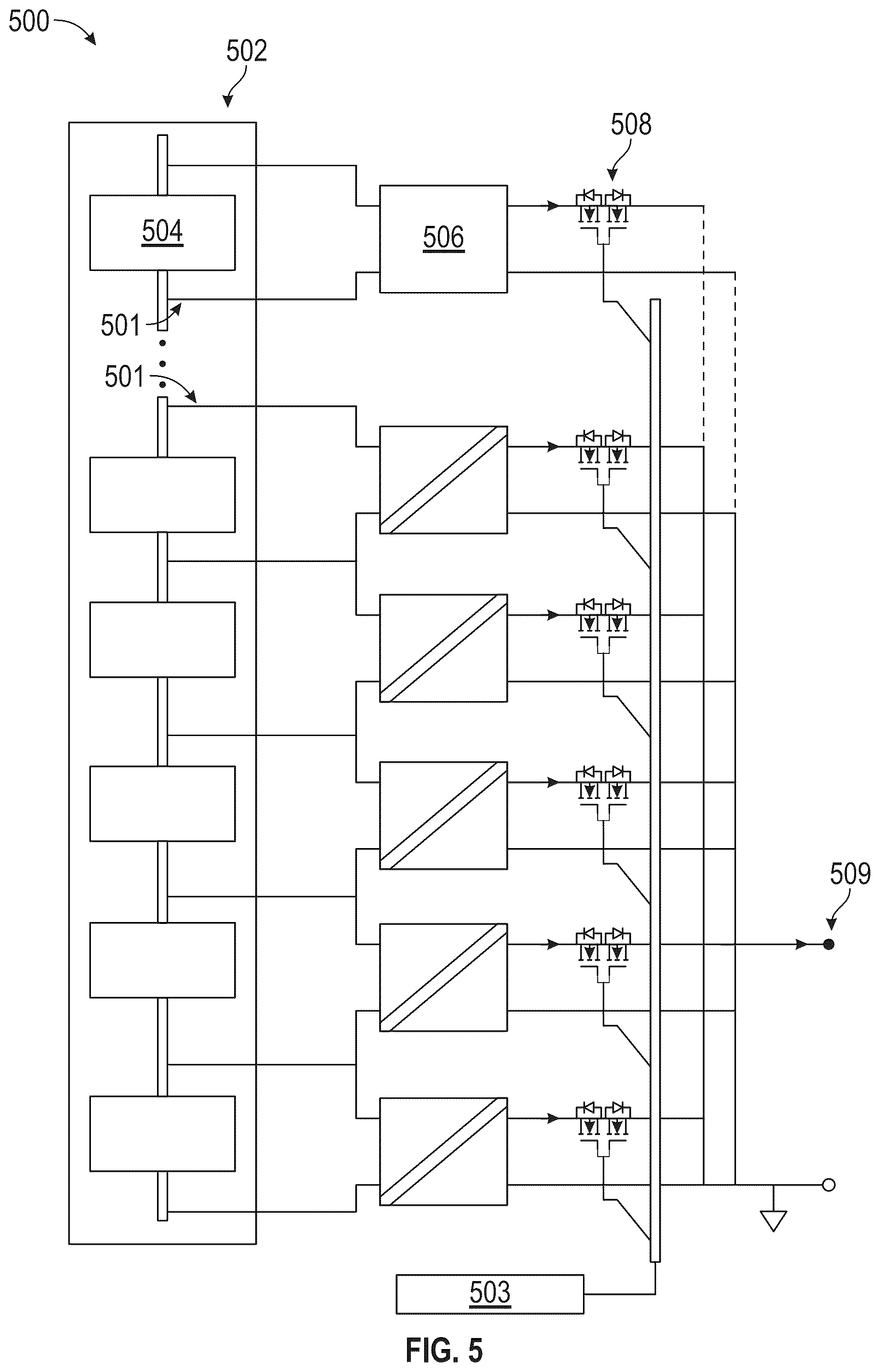 Patent US12097784 Figure 9 – Distributed power architecture including fuses