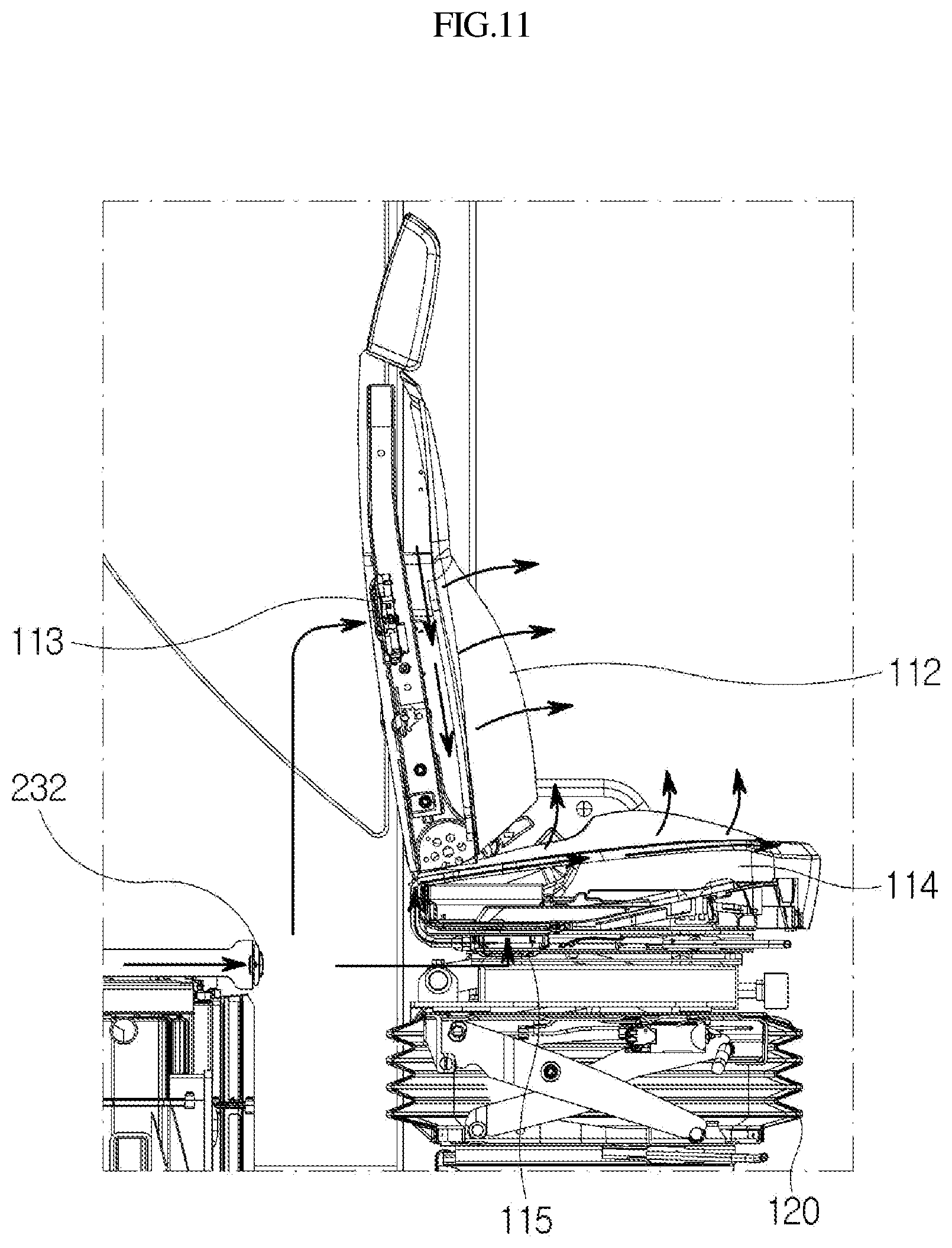 Patent US12097789 Figure 11 – Construction machine