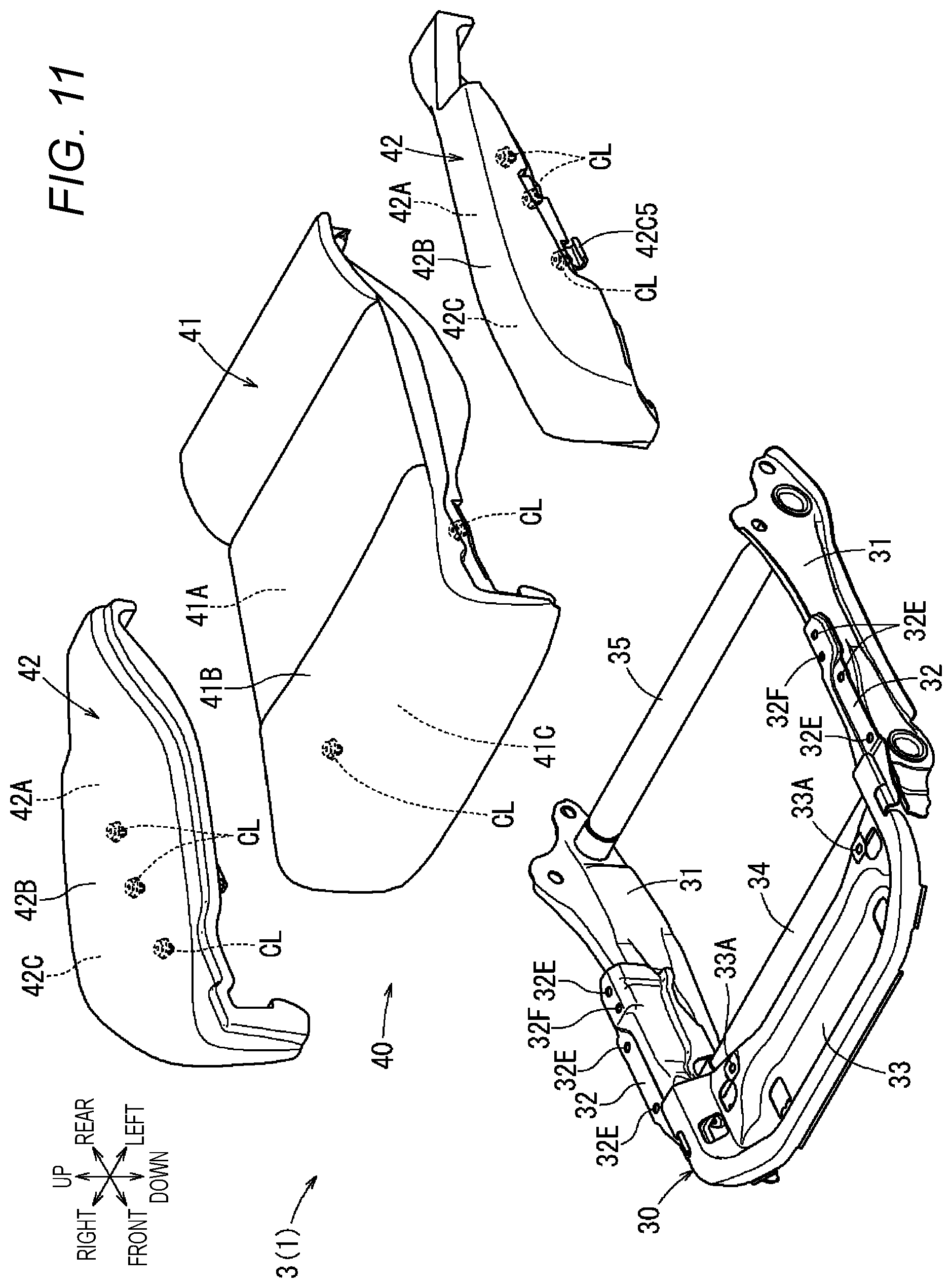 Patent US12097790 Figure 11 – Seat device