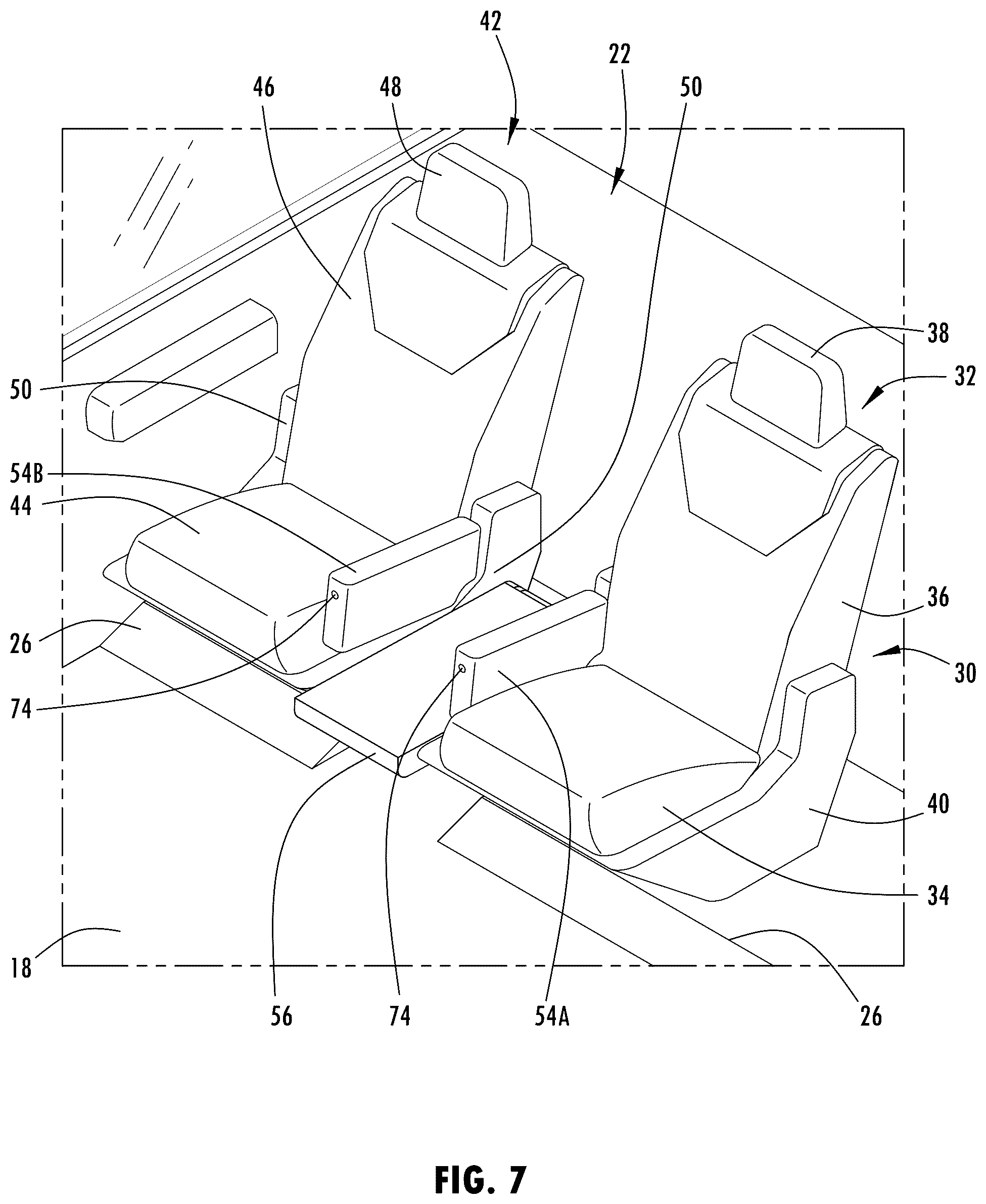 Patent US12097791 Figure 9 – Vehicle seating system having convertible center seat