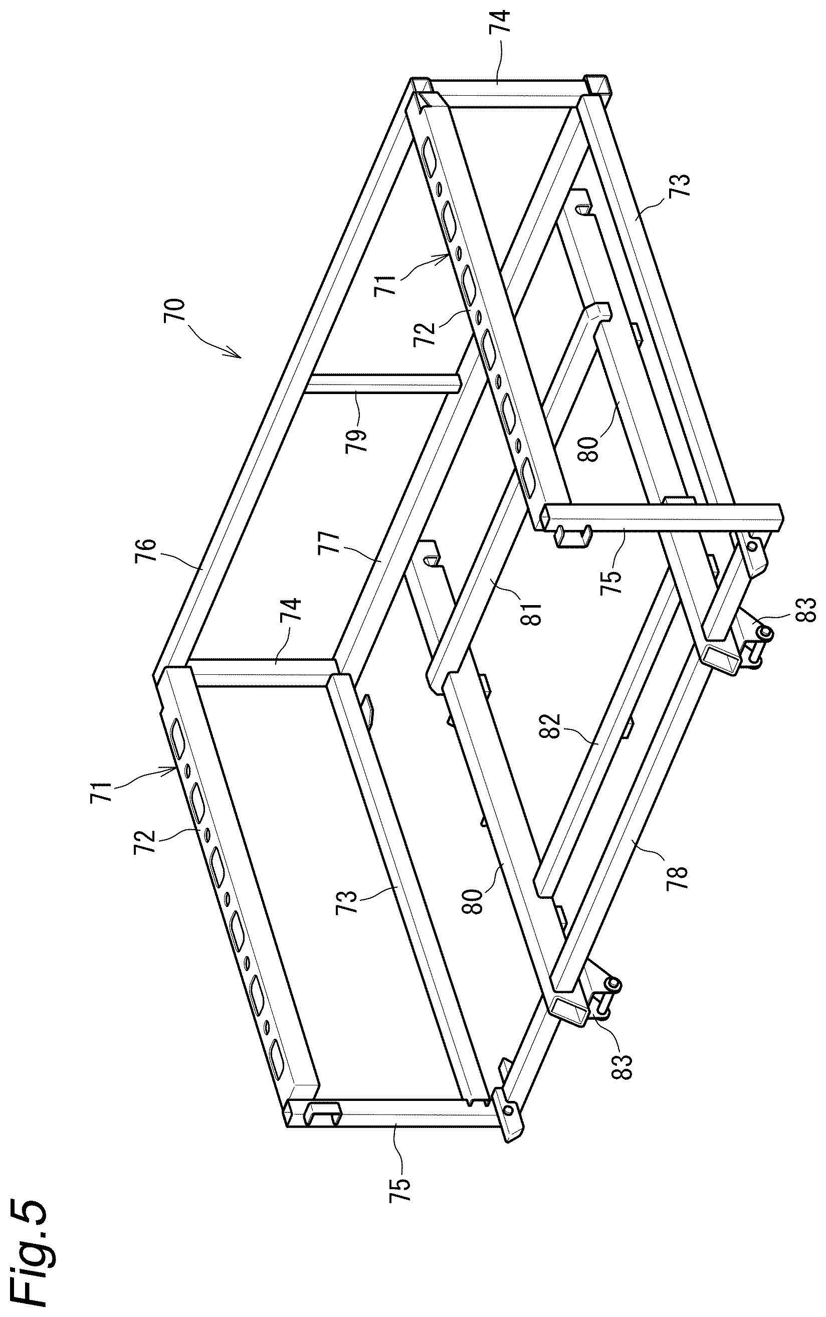 Patent US12097793 Figure 5 – Cargo bed structure for utility vehicle