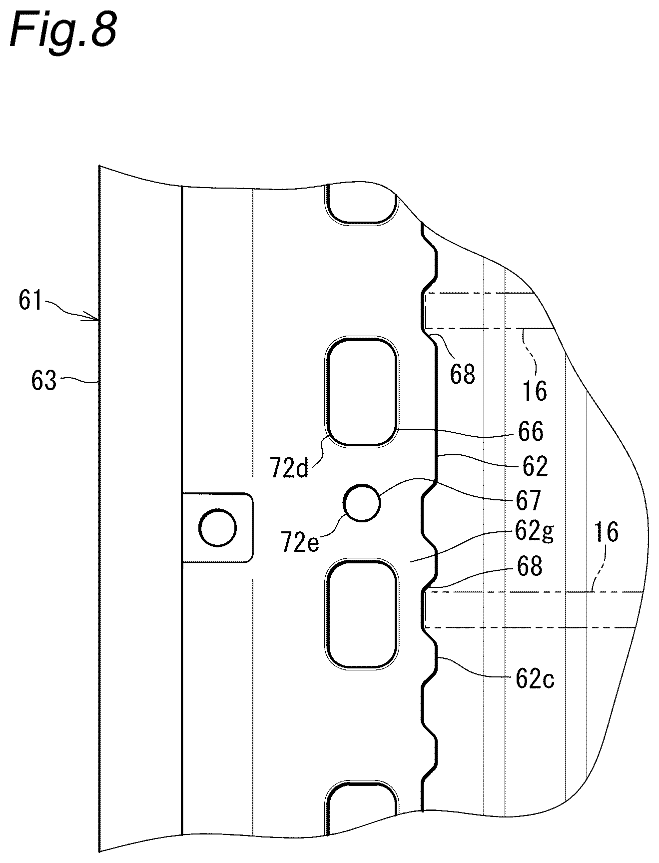 Patent US12097793 Figure 8 – Cargo bed structure for utility vehicle
