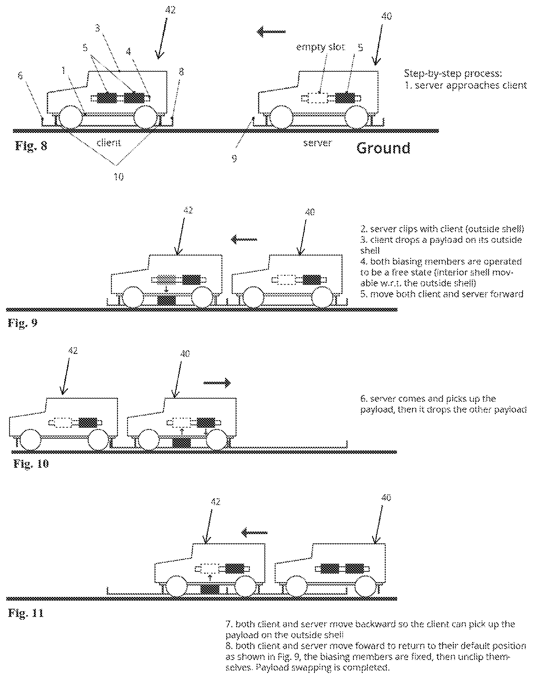 Patent US12097795 Figure 8 – Device and method for sharing a payload between two vehicles