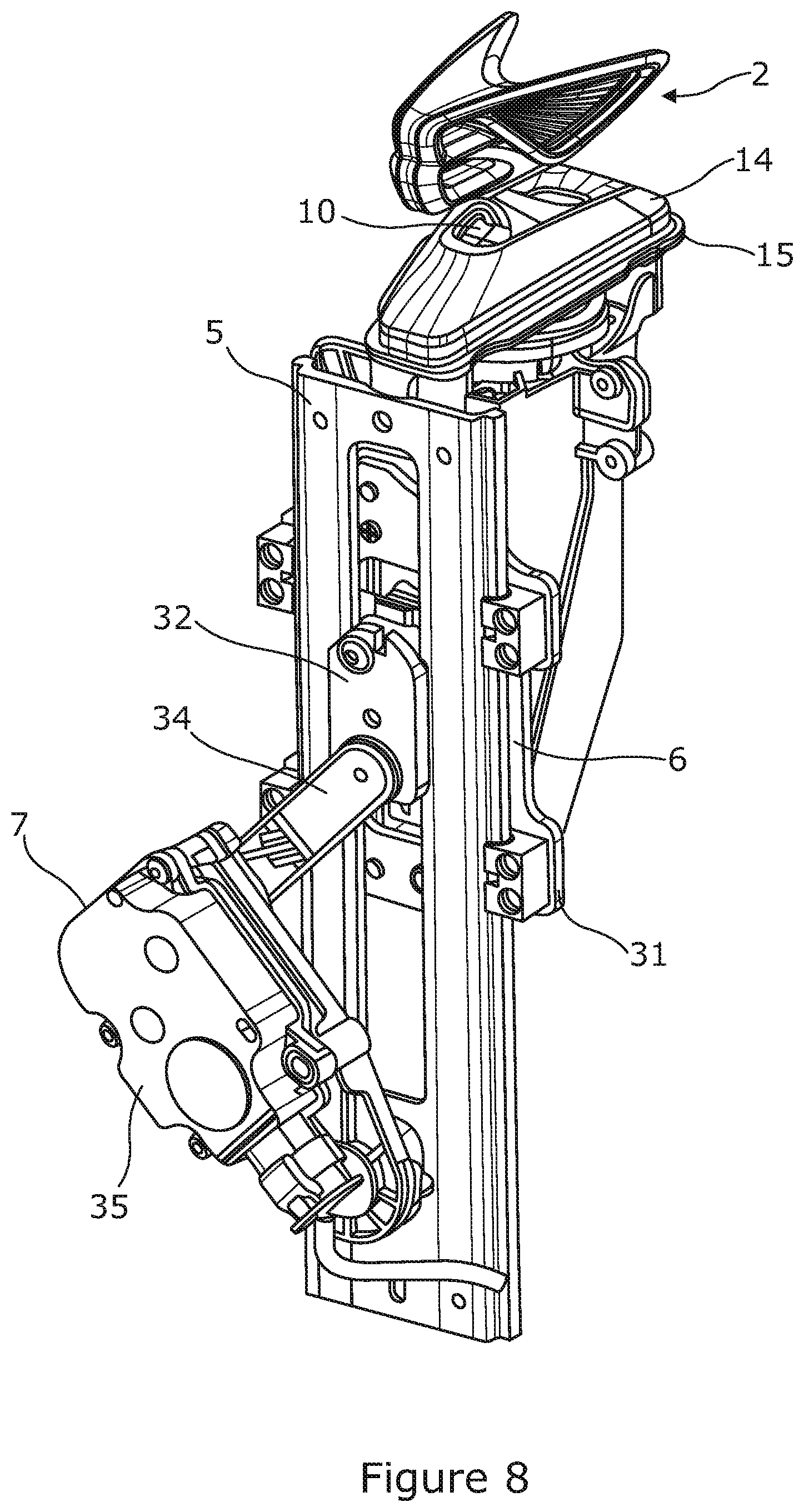 Patent US12097808 Figure 6 – Mascot retraction mechanism