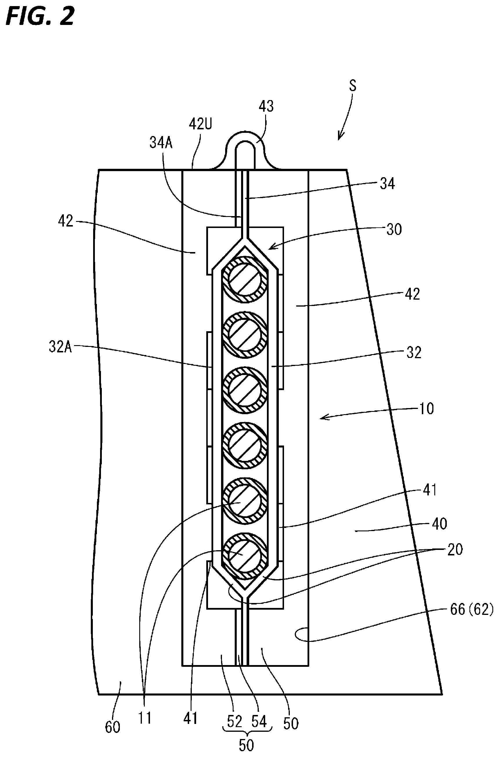 Patent US12097810 Figure 2 – Wiring harness unit and wiring harness mounting structure