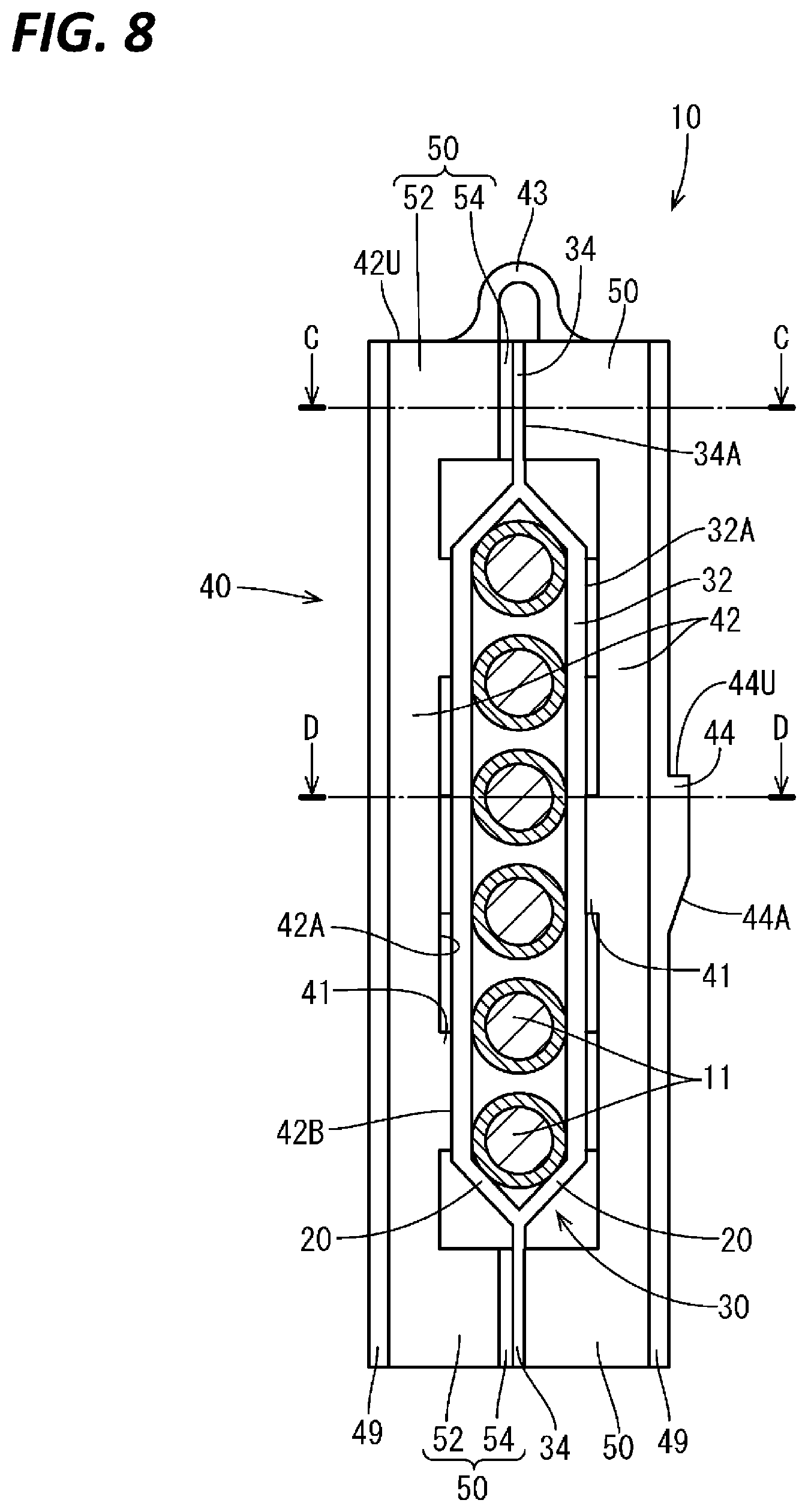 Patent US12097810 Figure 8 – Wiring harness unit and wiring harness mounting structure