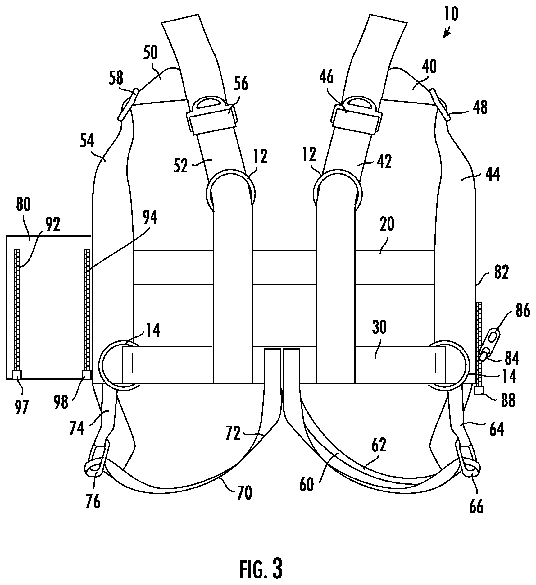 Patent US12097822 Figure 3 – Restraining harness system for passenger vehicles