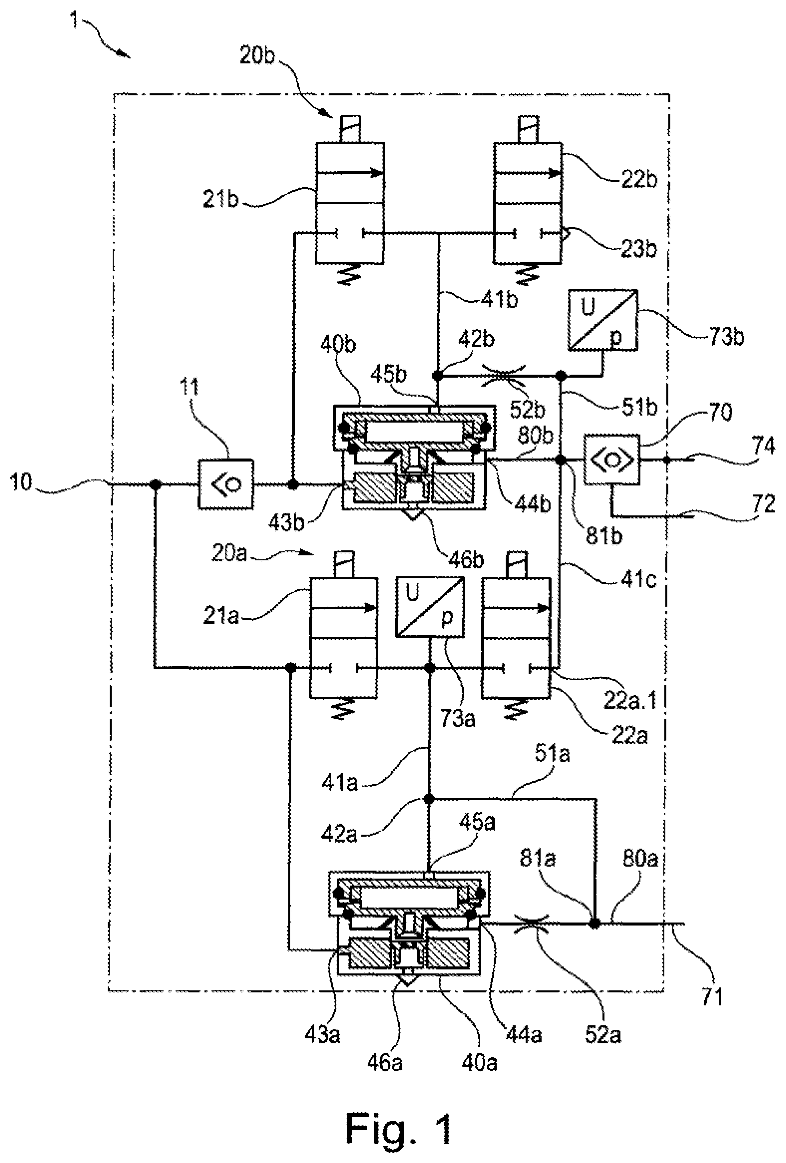 Patent US12097828 — Parking brake device for a motor vehicle — Figure 1