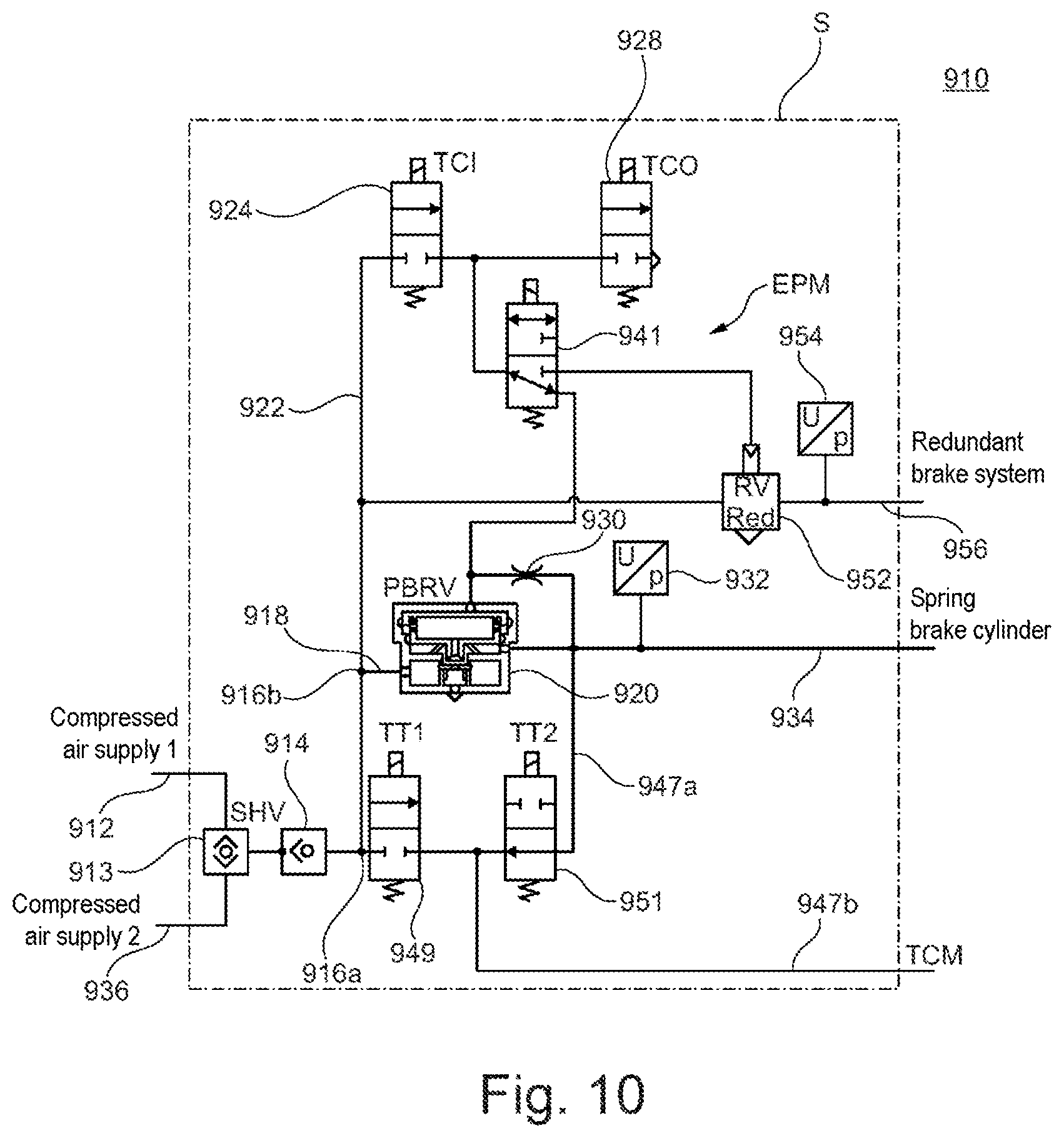 Patent US12097831 Figure 10 – Parking brake device