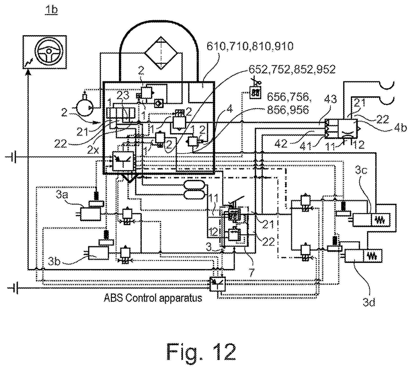 Patent US12097831 Figure 12 – Parking brake device