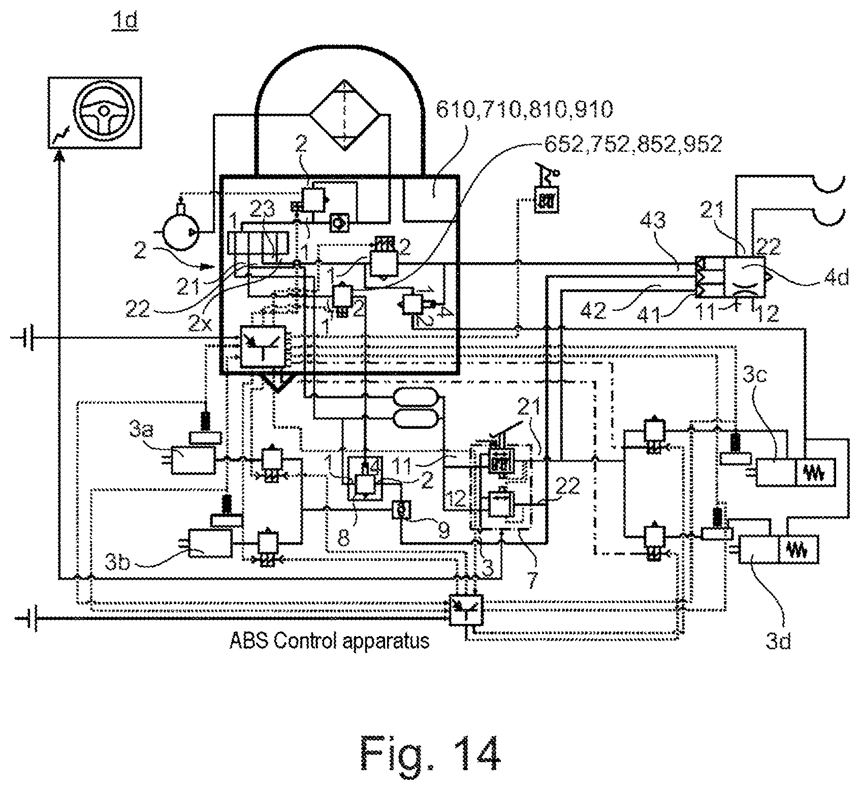 Patent US12097831 Figure 14 – Parking brake device