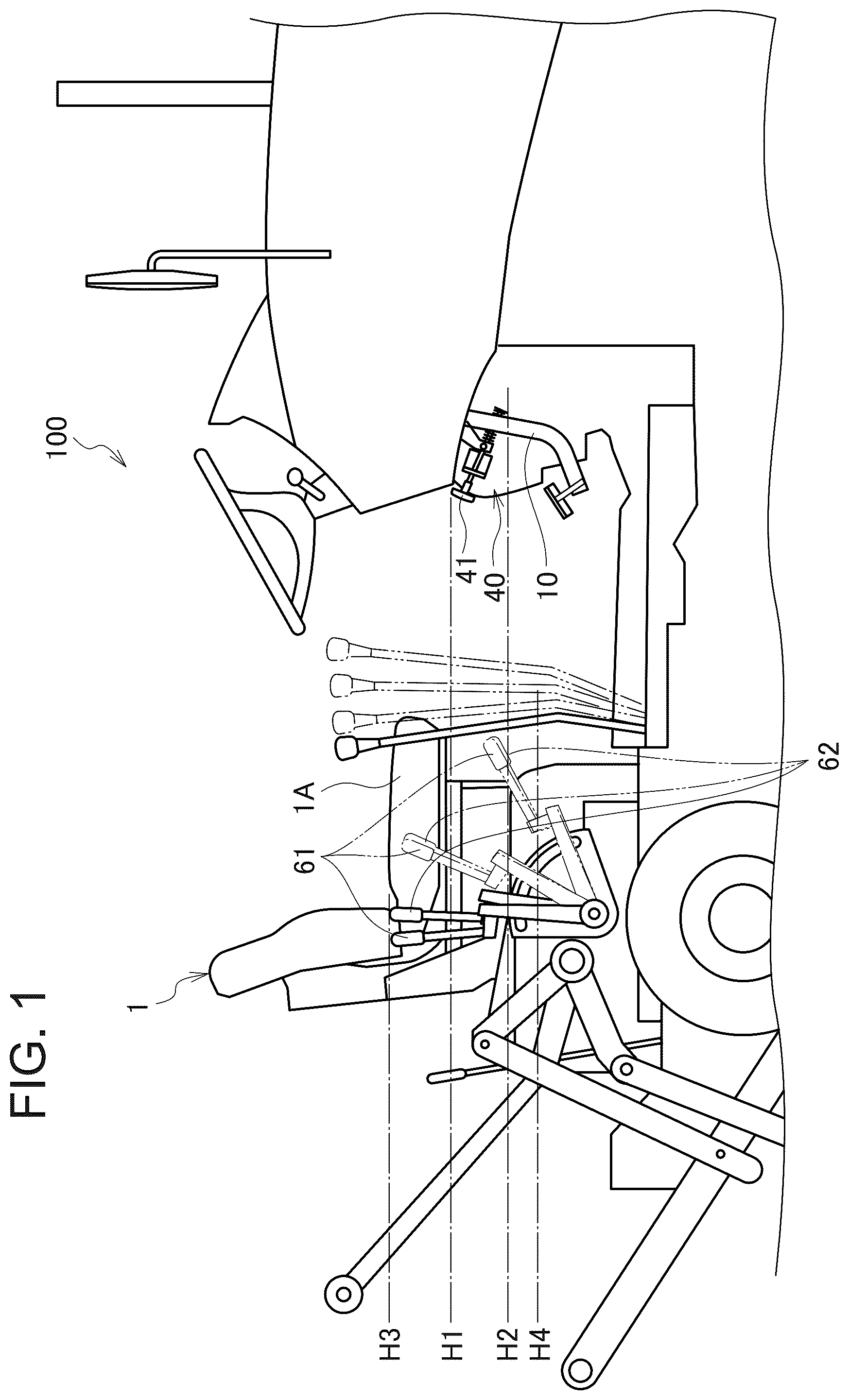 Patent US12097832 Figure 1 – Work vehicle