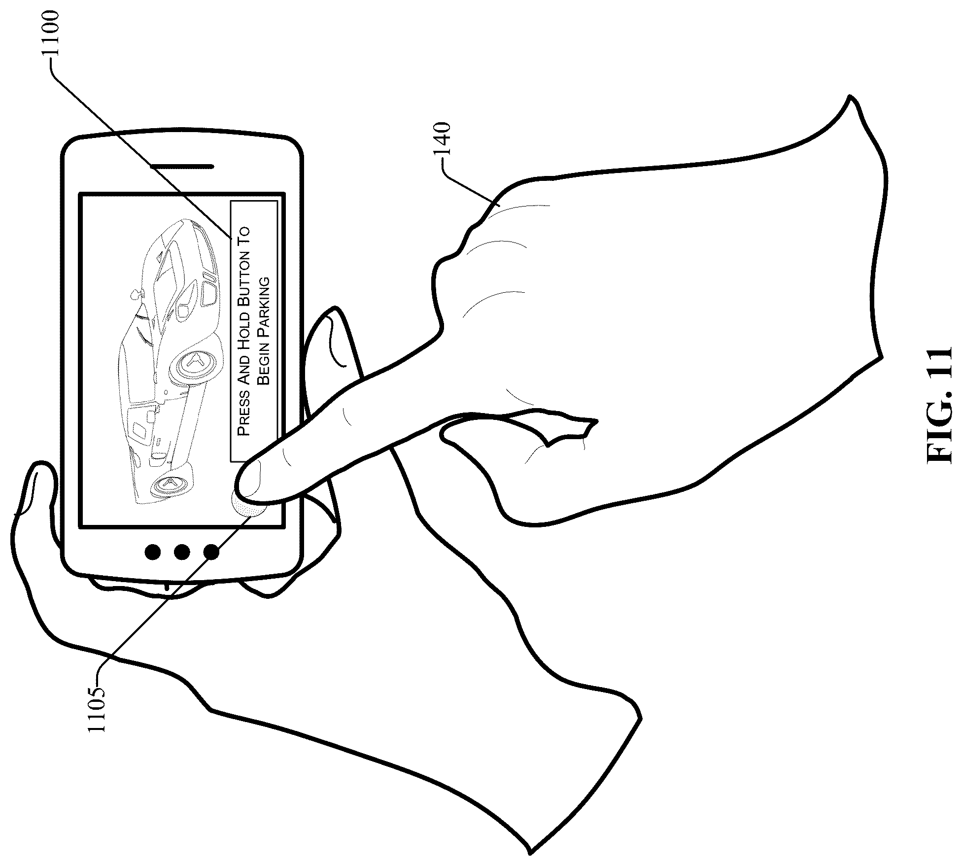 Patent US12097843 Figure 11 – Remote park assist augmented reality user engagement with cameraless detection