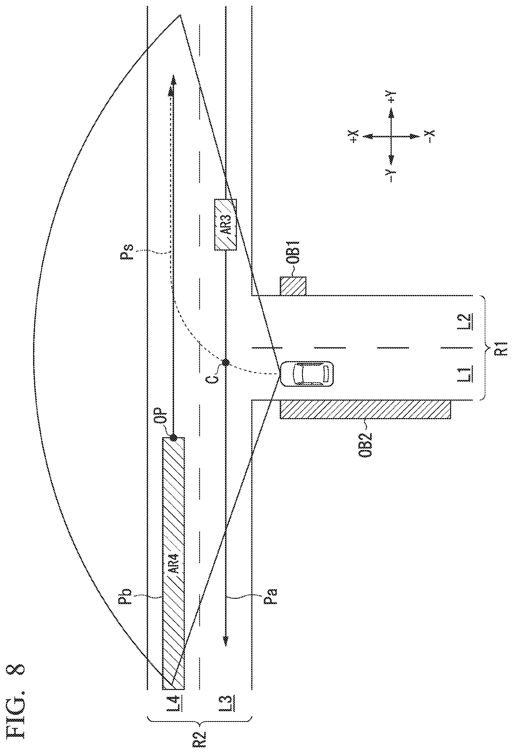Patent US12097851 Figure 8 – Mobile object control device, mobile object control method, and storage medium