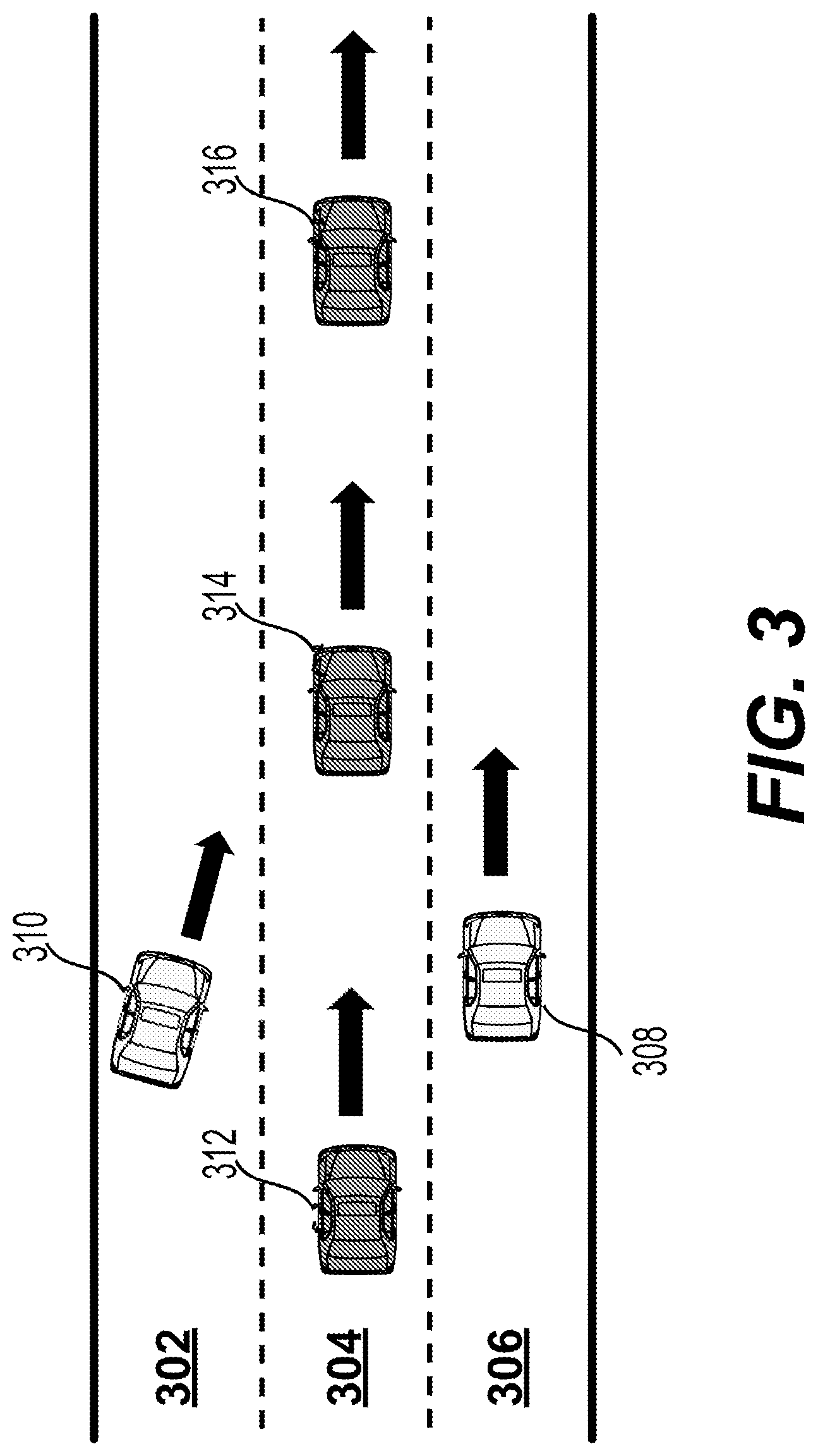 Patent US12097856 Figure 3 – System and method for adjusting a yielding space of a platoon