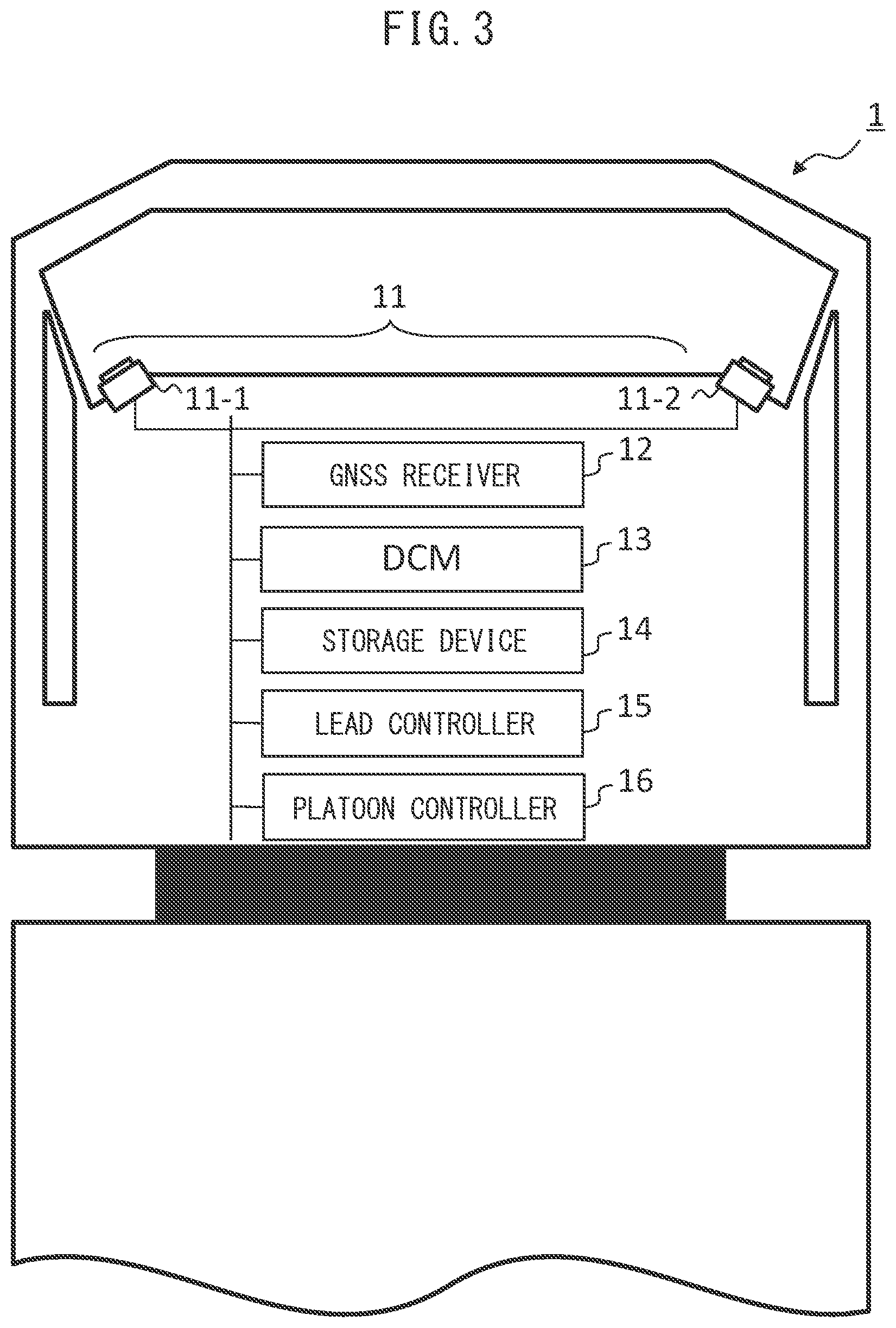 Patent US12097857 Figure 3 – Travel controller, method for travel control, and platooning control system