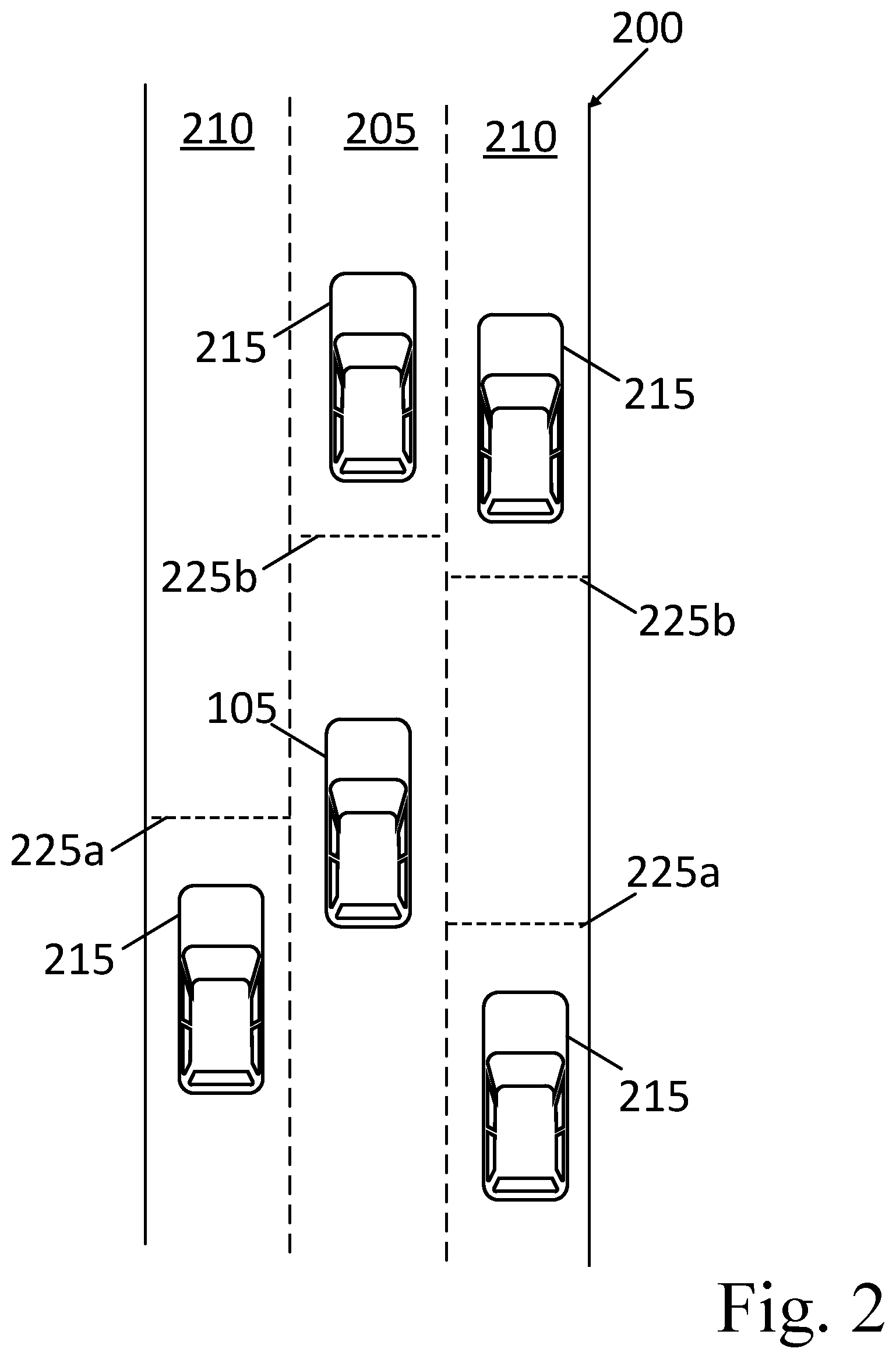 Patent US12097859 Figure 2 – Vehicle lane-change operations